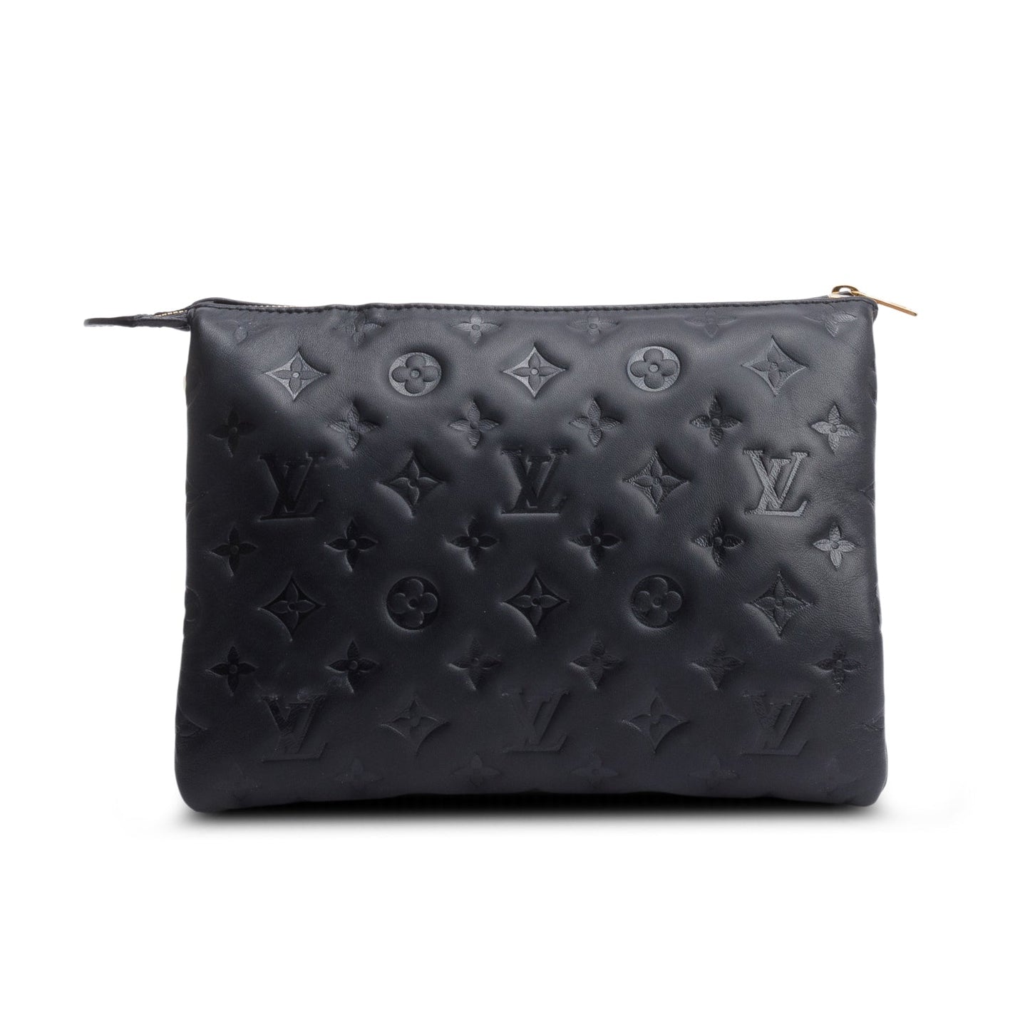 Louis Vuitton Black Monogram Embossed Lambskin Leather Coussin MM
