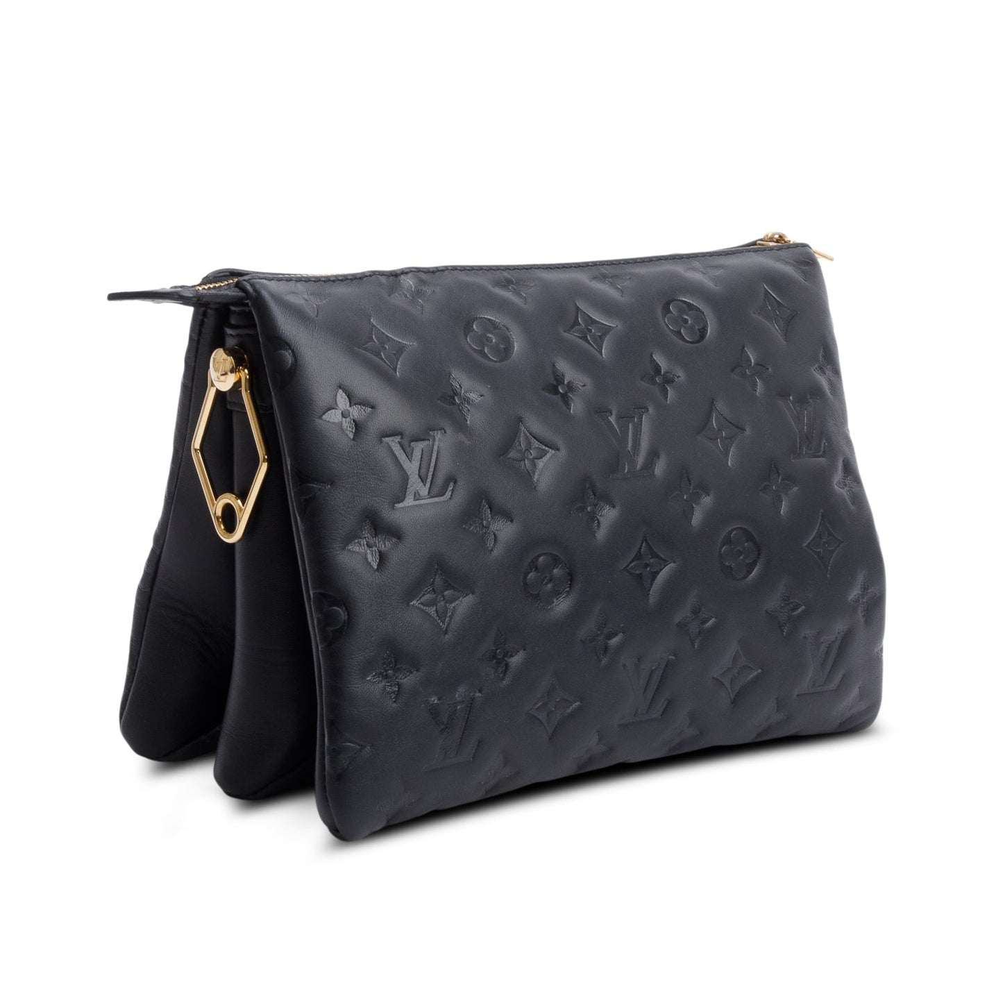Louis Vuitton Black Monogram Embossed Lambskin Leather Coussin MM