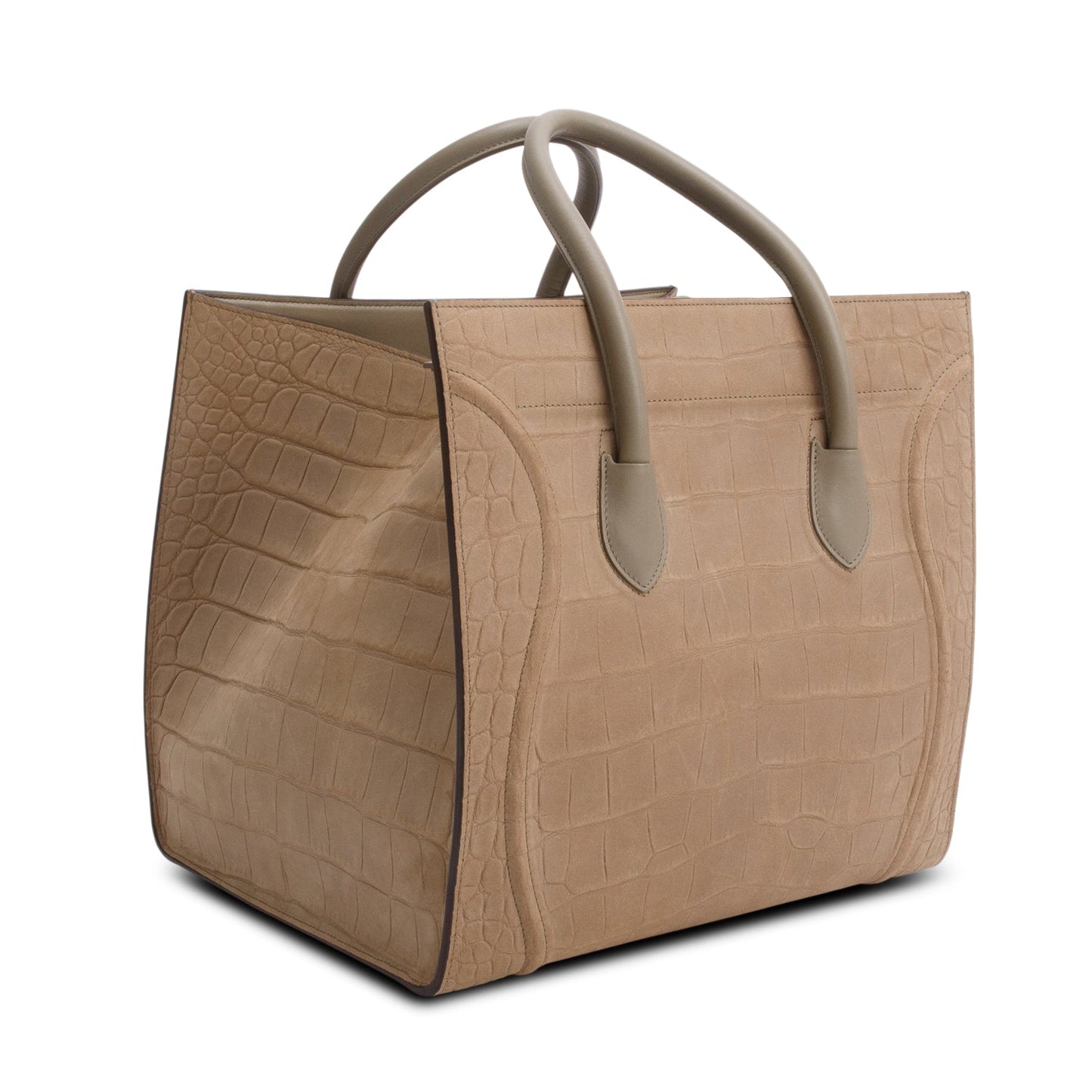 Celine Taupe Croc Embossed Suede Medium Phantom Luggage Tote