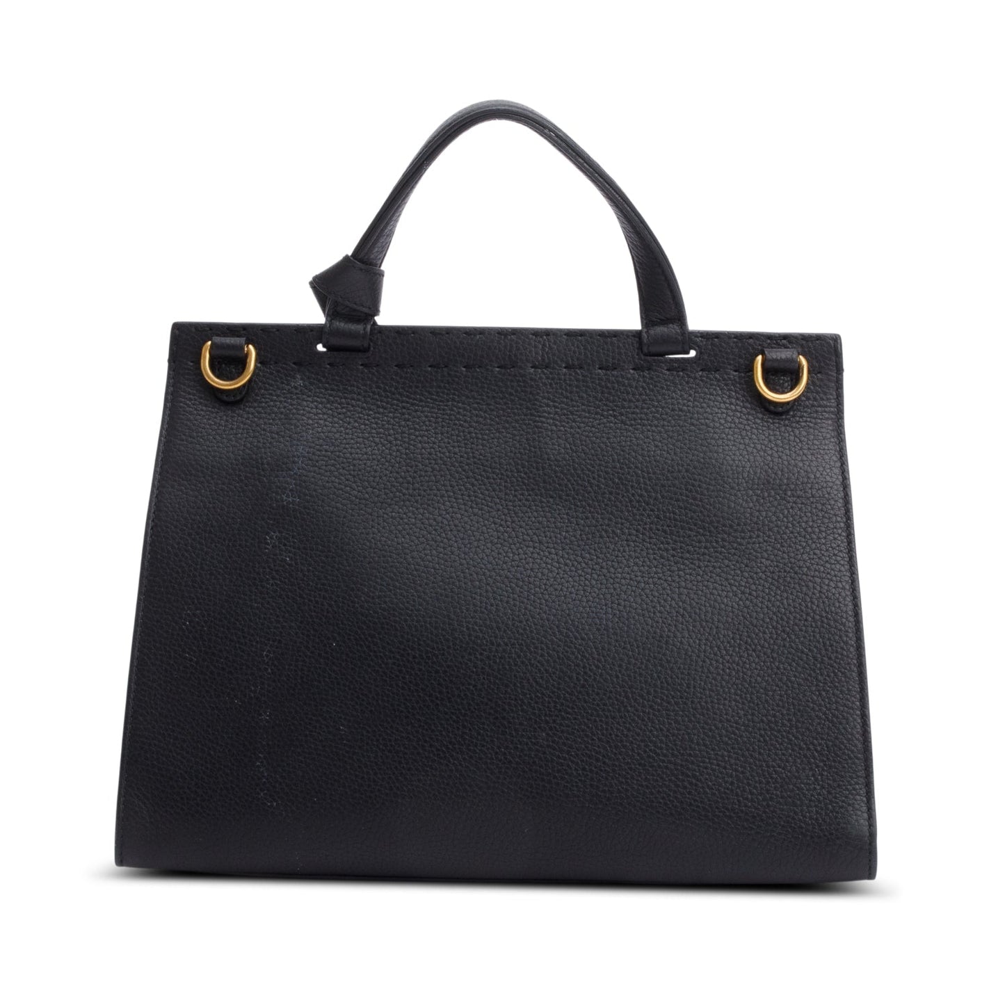 Gucci Black Pebbled Leather GG Marmont Small Top Handle Bag