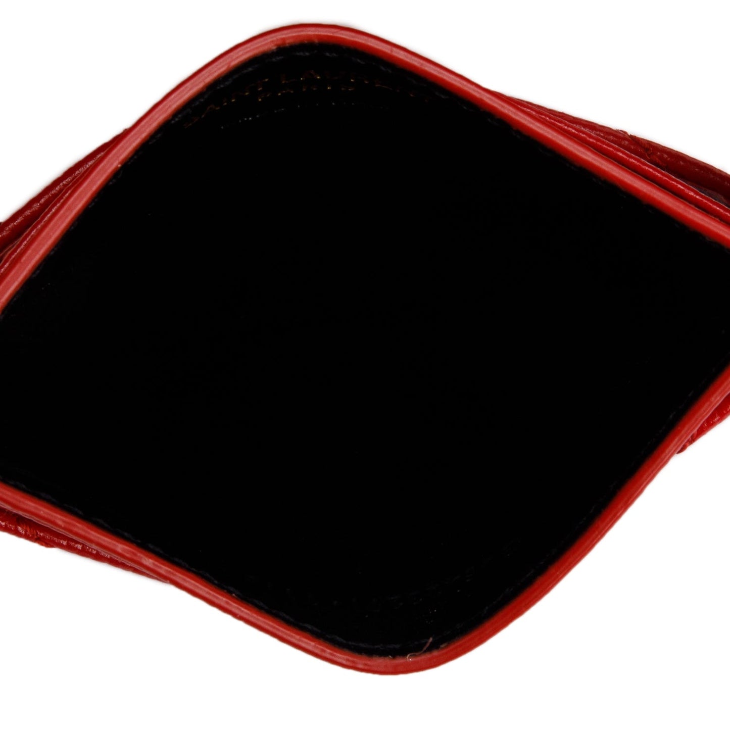 Saint Laurent Red Grain de Poudre Matelasse Chevron Leather Card Case