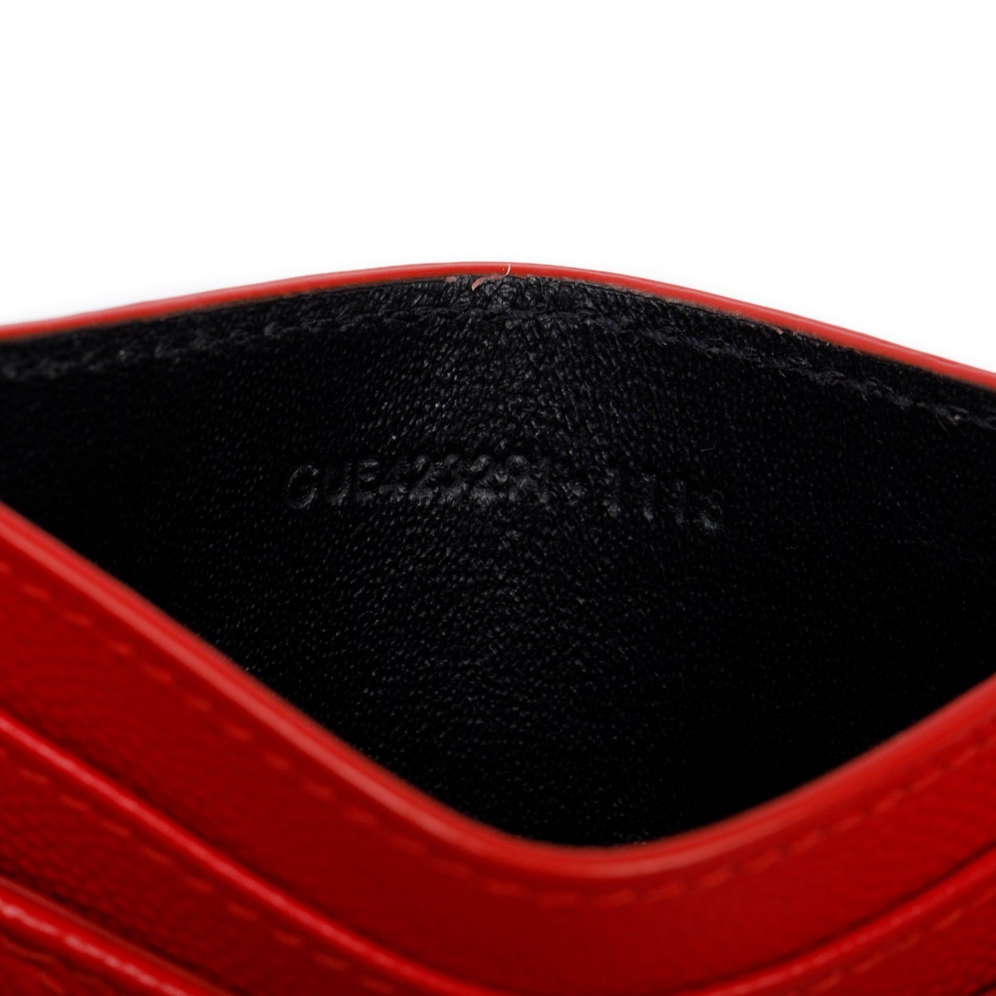 Saint Laurent Red Grain de Poudre Matelasse Chevron Leather Card Case