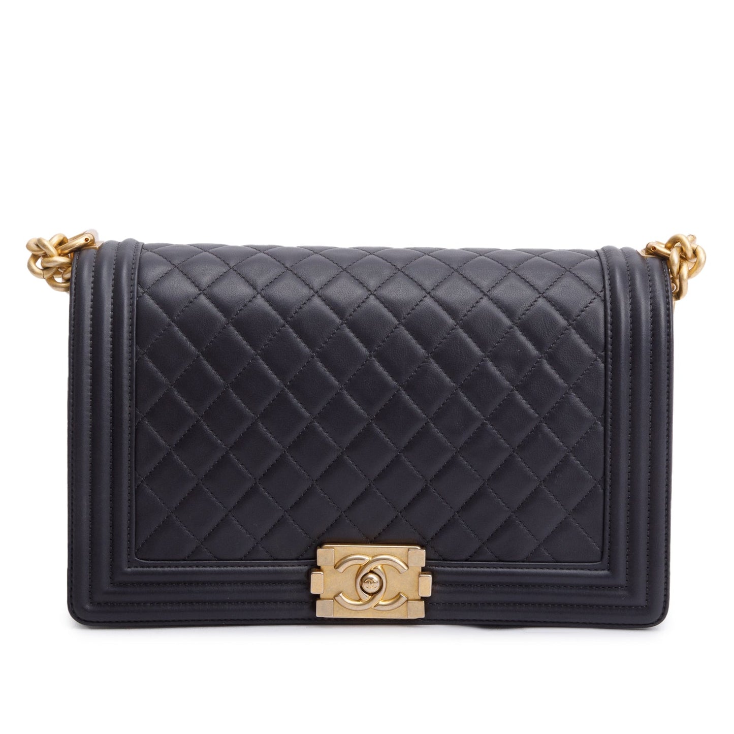 Chanel Black Quilted Lambskin Leather Large Boy Bag