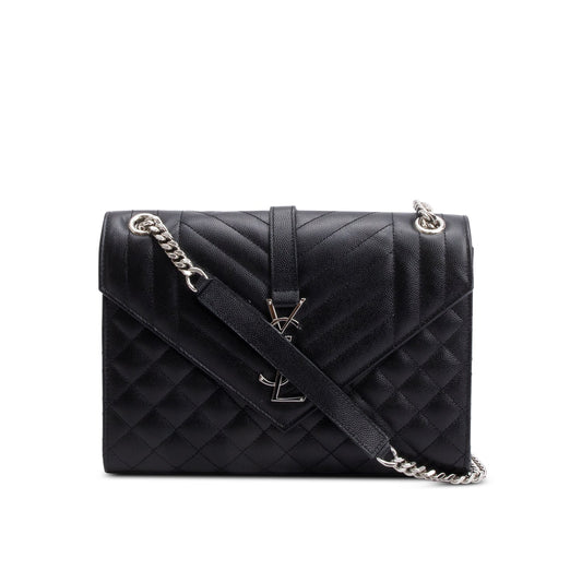 Saint Laurent 2020 Black Grained De Poudre Medium Envelope Shoulder Bag