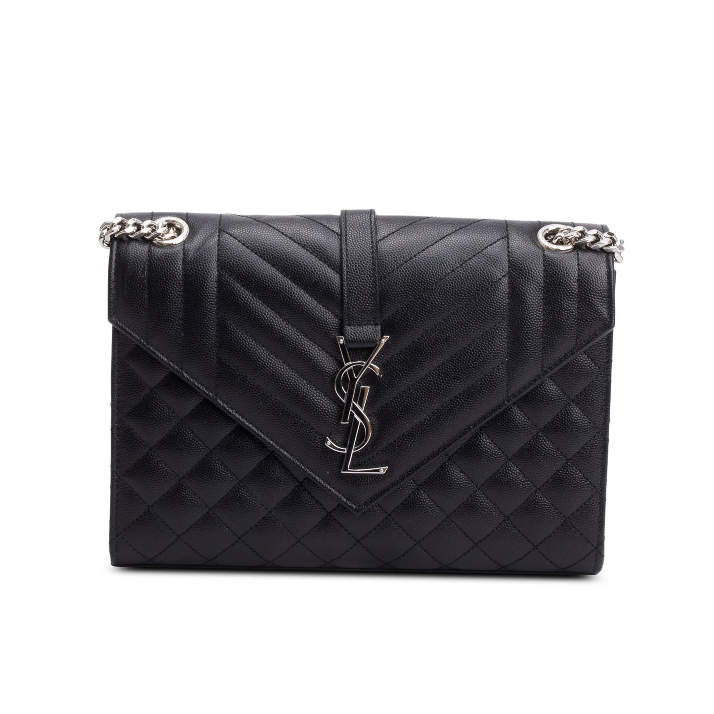 Saint Laurent 2020 Black Grained De Poudre Medium Envelope Shoulder Bag