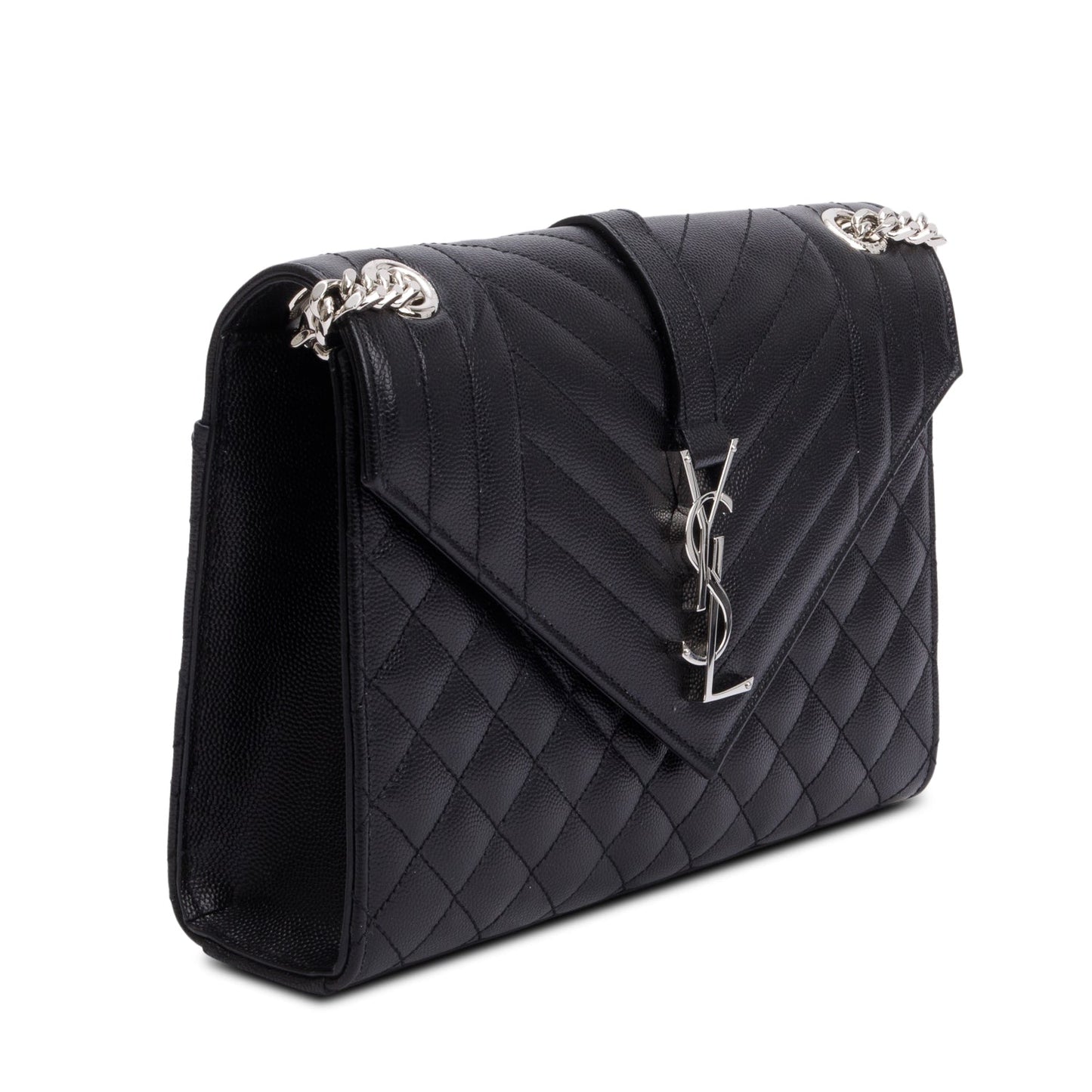 Saint Laurent 2020 Black Grained De Poudre Medium Envelope Shoulder Bag
