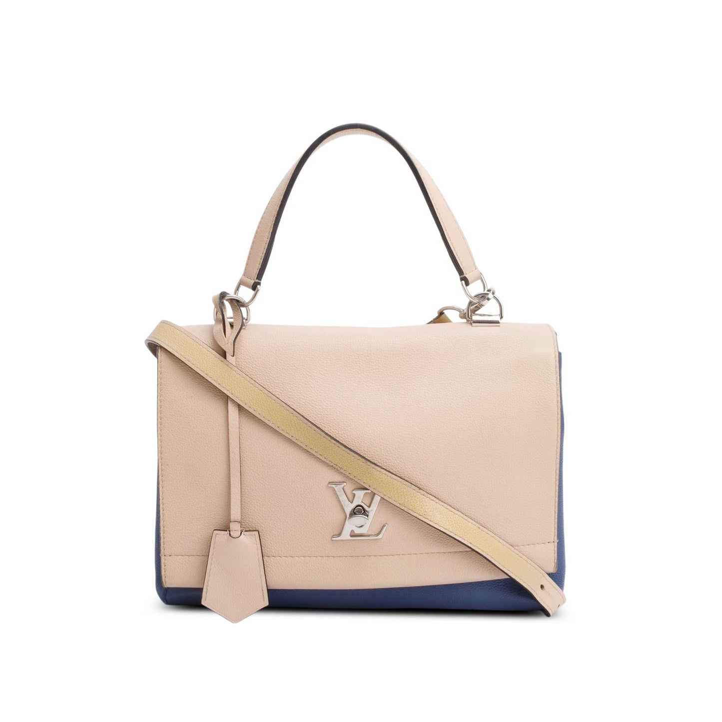 Louis Vuitton Beige/Blue Taurillon Leather LockMe II Top Handle Bag