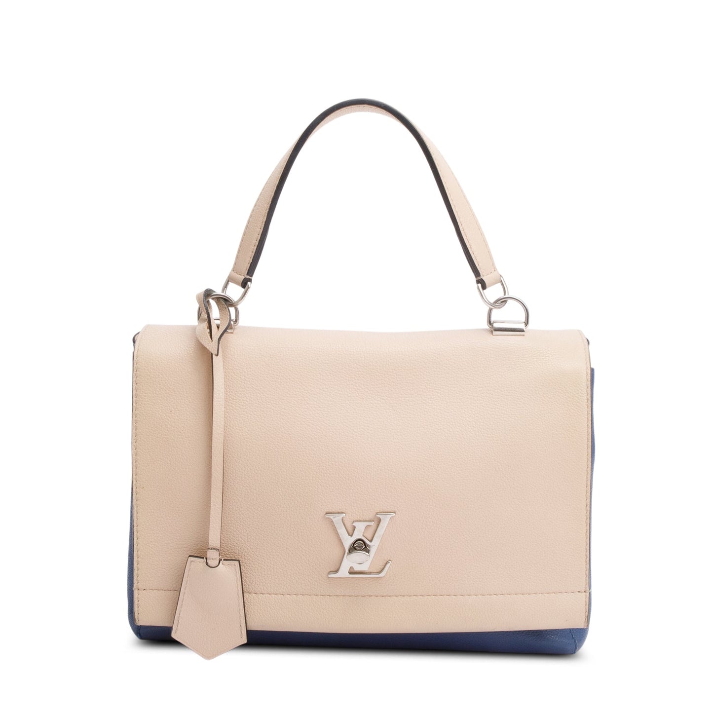 Louis Vuitton Beige/Blue Taurillon Leather LockMe II Top Handle Bag