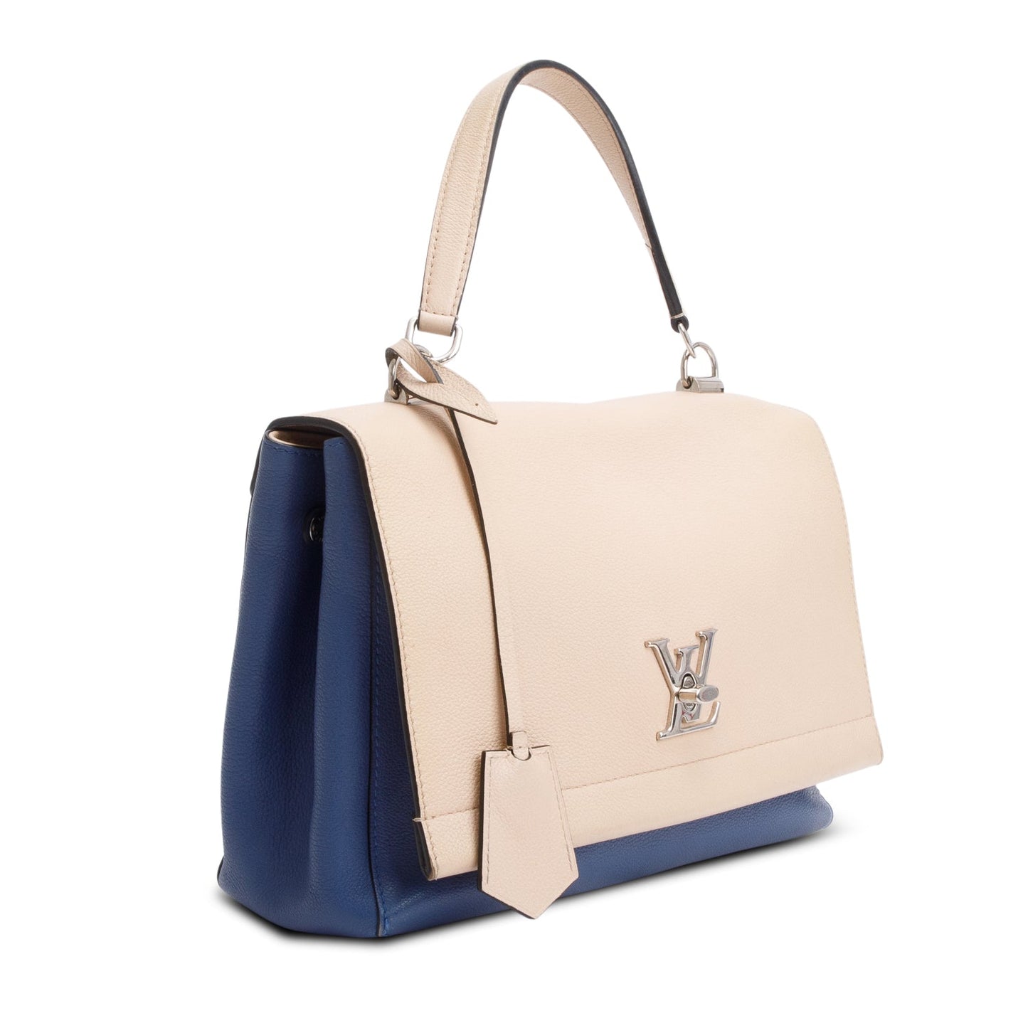 Louis Vuitton Beige/Blue Taurillon Leather LockMe II Top Handle Bag