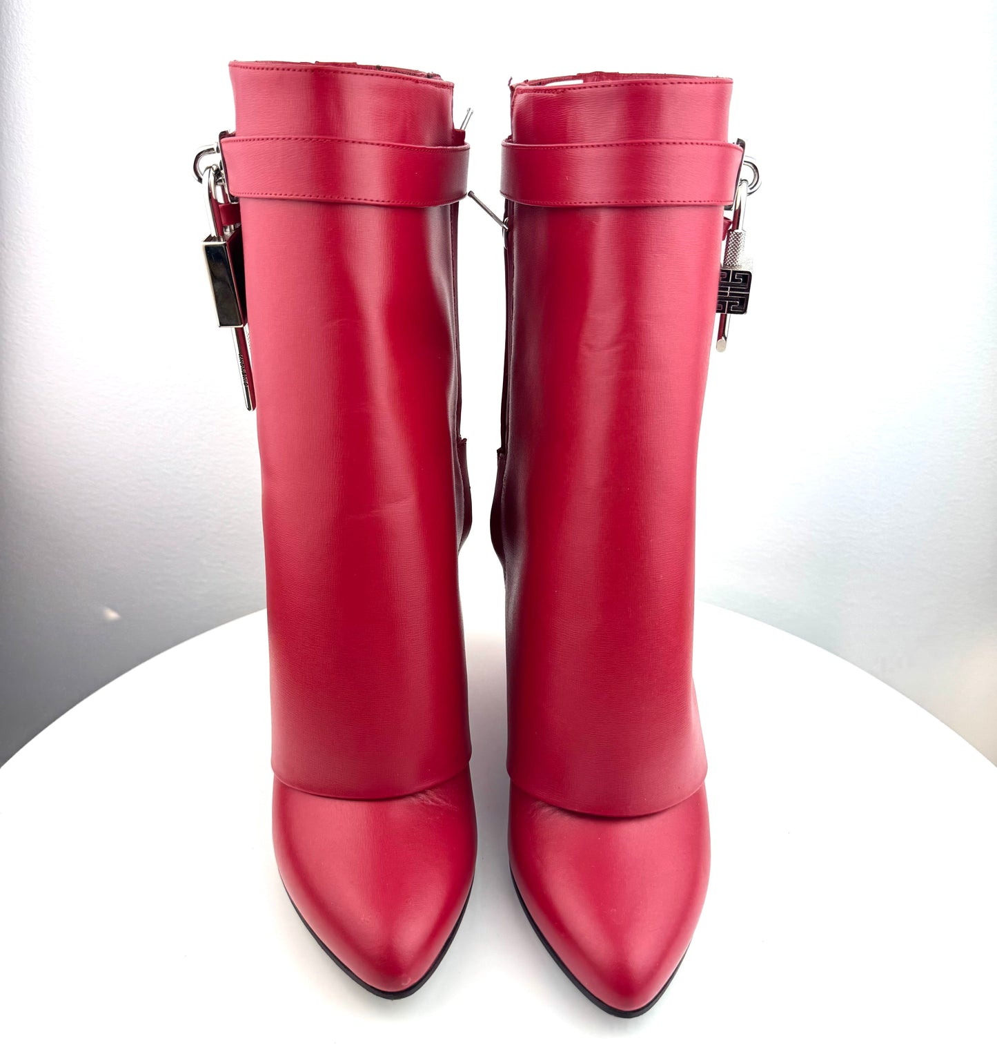 Givenchy Shark Lock Ankle Boots in Red Leather