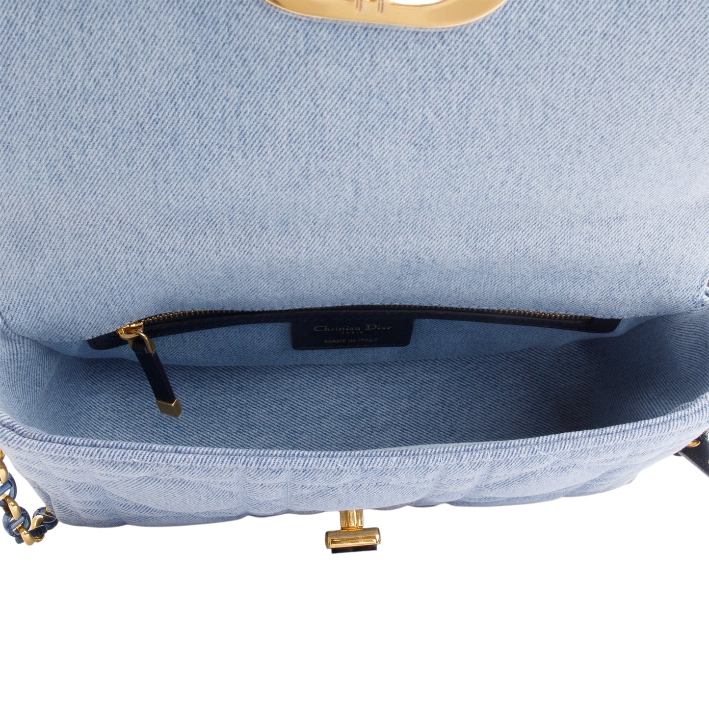 Christian Dior 2022 Blue Macrocannage Denim Medium Dior Caro Bag