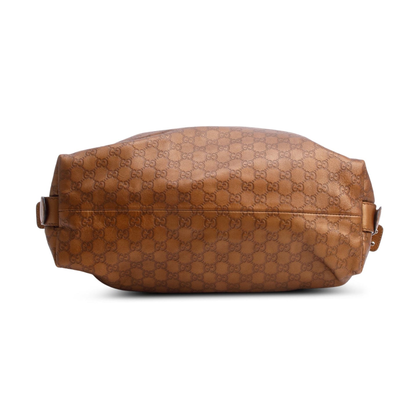 Gucci Metallic Brown GG Signature Leather Medium Bamboo Bar Tote