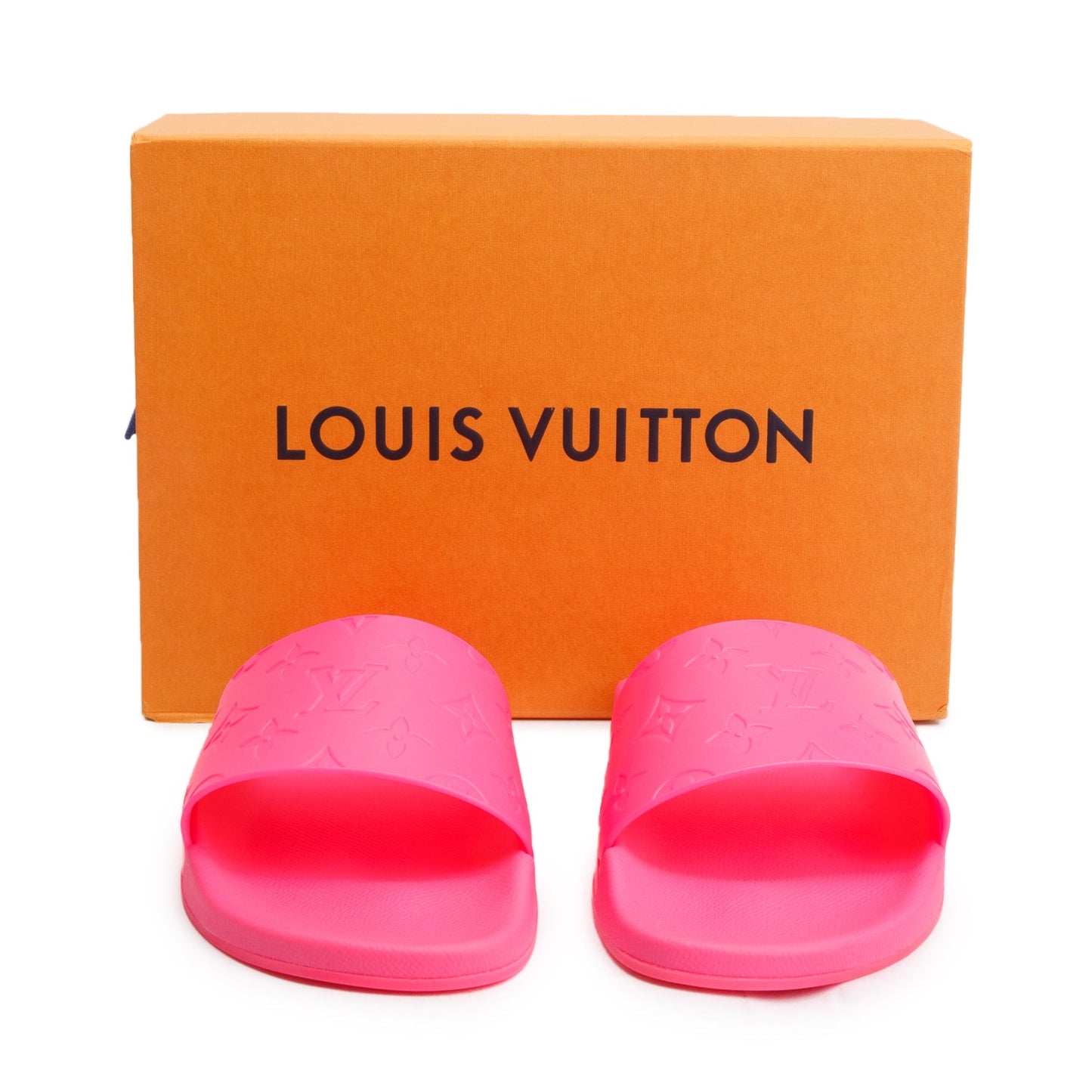 Louis Vuitton Pink Rubber Embossed Monogram Waterfront Mule Slides, Men Size 7