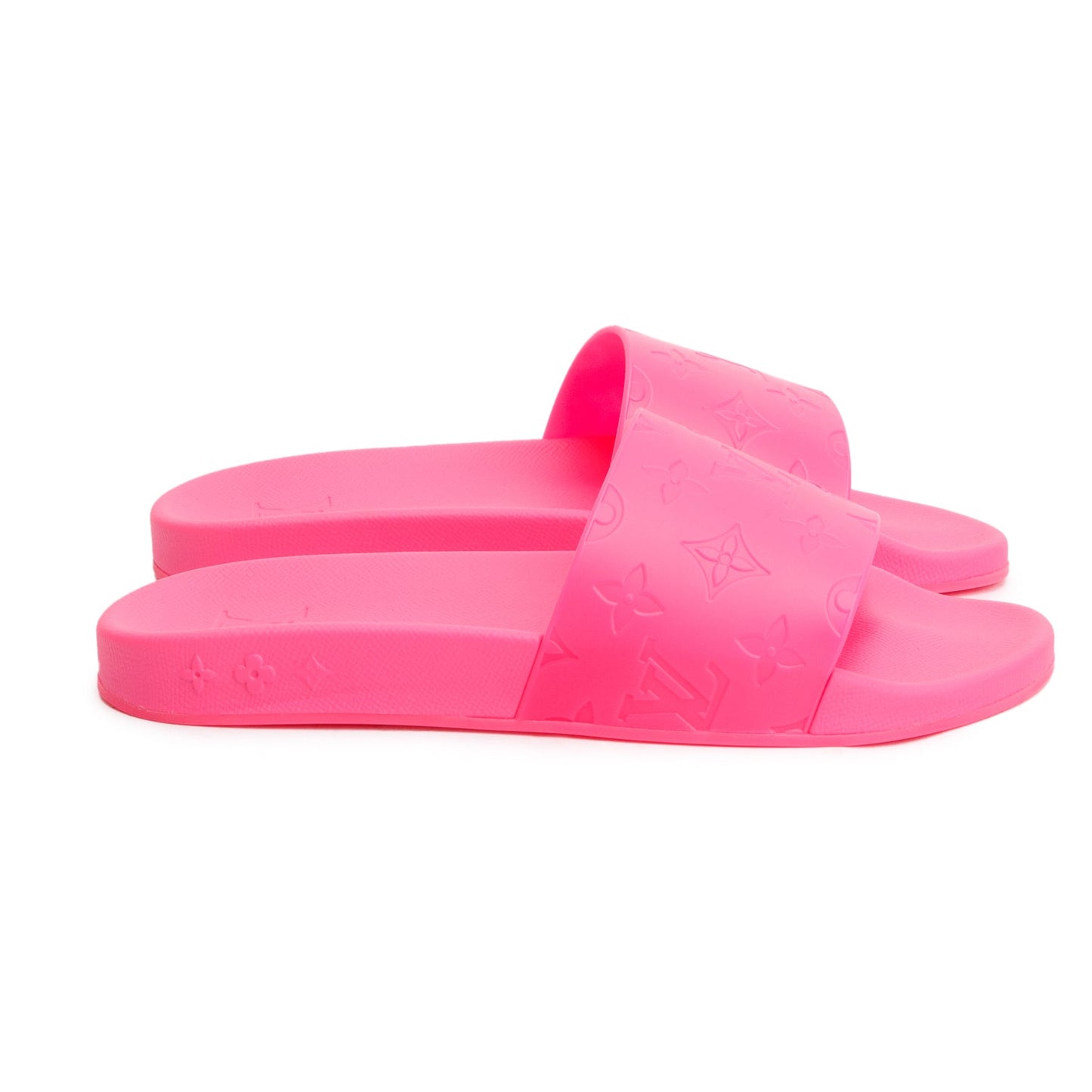 Louis Vuitton Pink Rubber Embossed Monogram Waterfront Mule Slides, Men Size 7