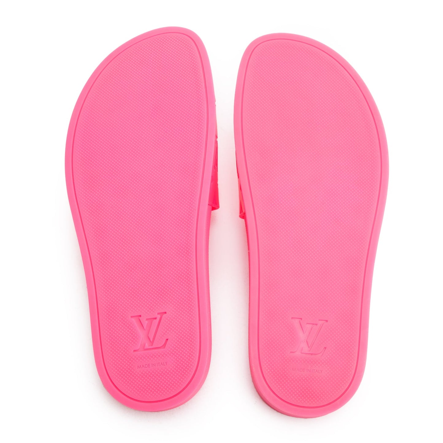 Louis Vuitton Pink Rubber Embossed Monogram Waterfront Mule Slides, Men Size 7