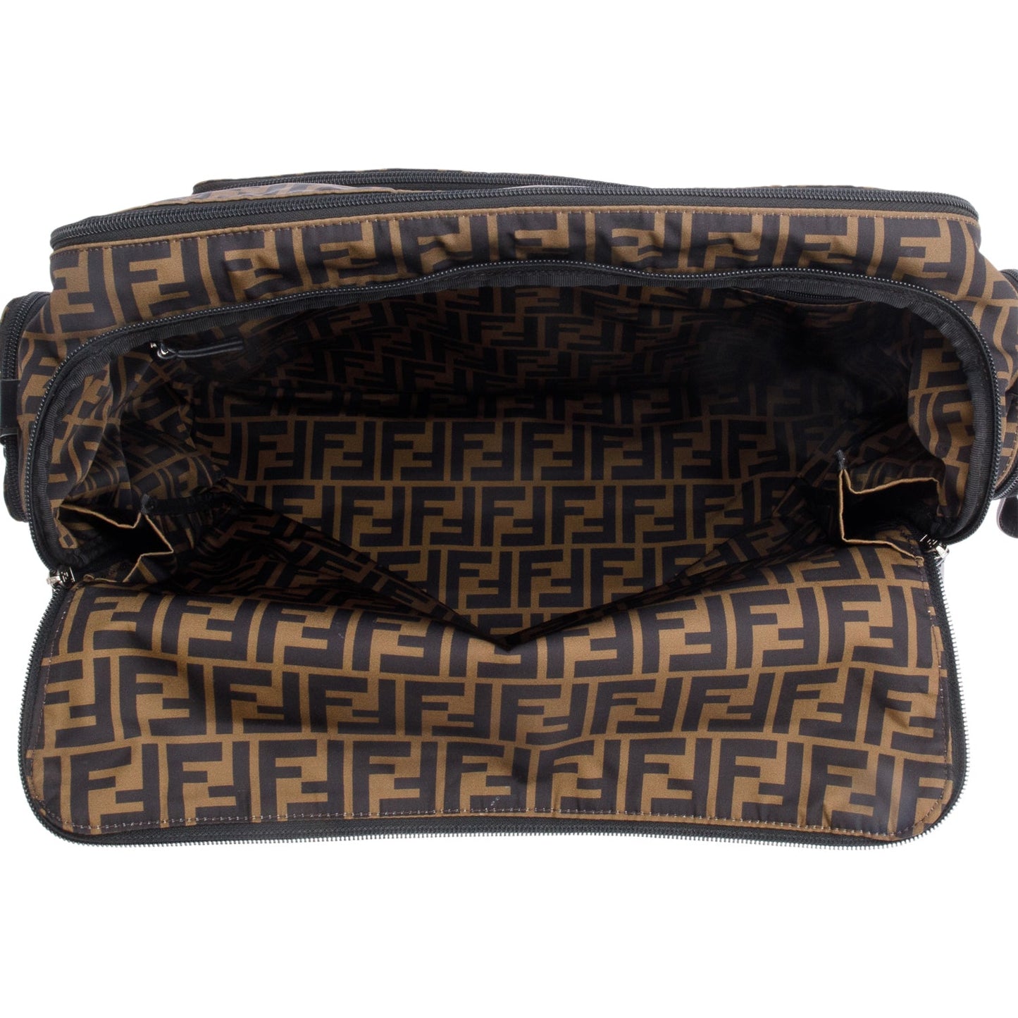 Fendi Brown FF Zucca Logo Nylon Changing Diaper Bag