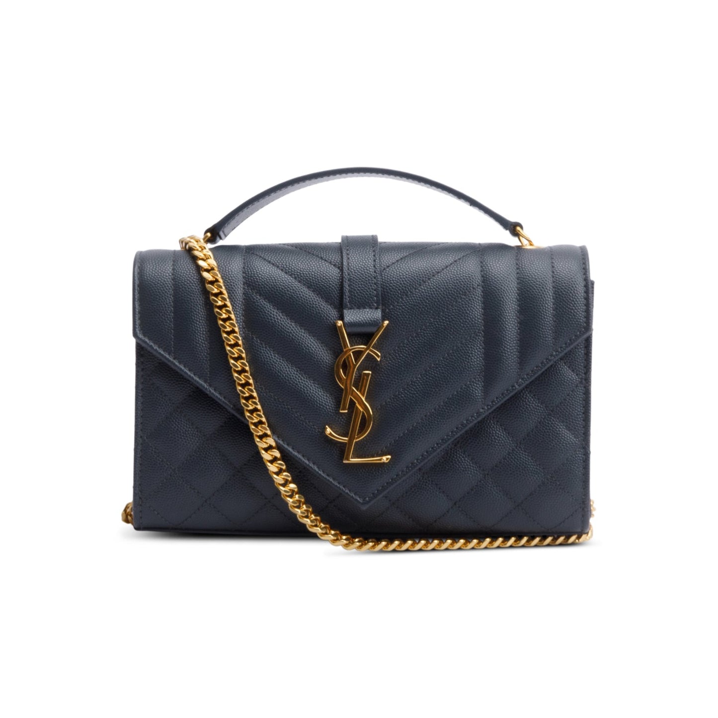 Saint Laurent Grey Grained De Poudre Small Envelope Shoulder Bag