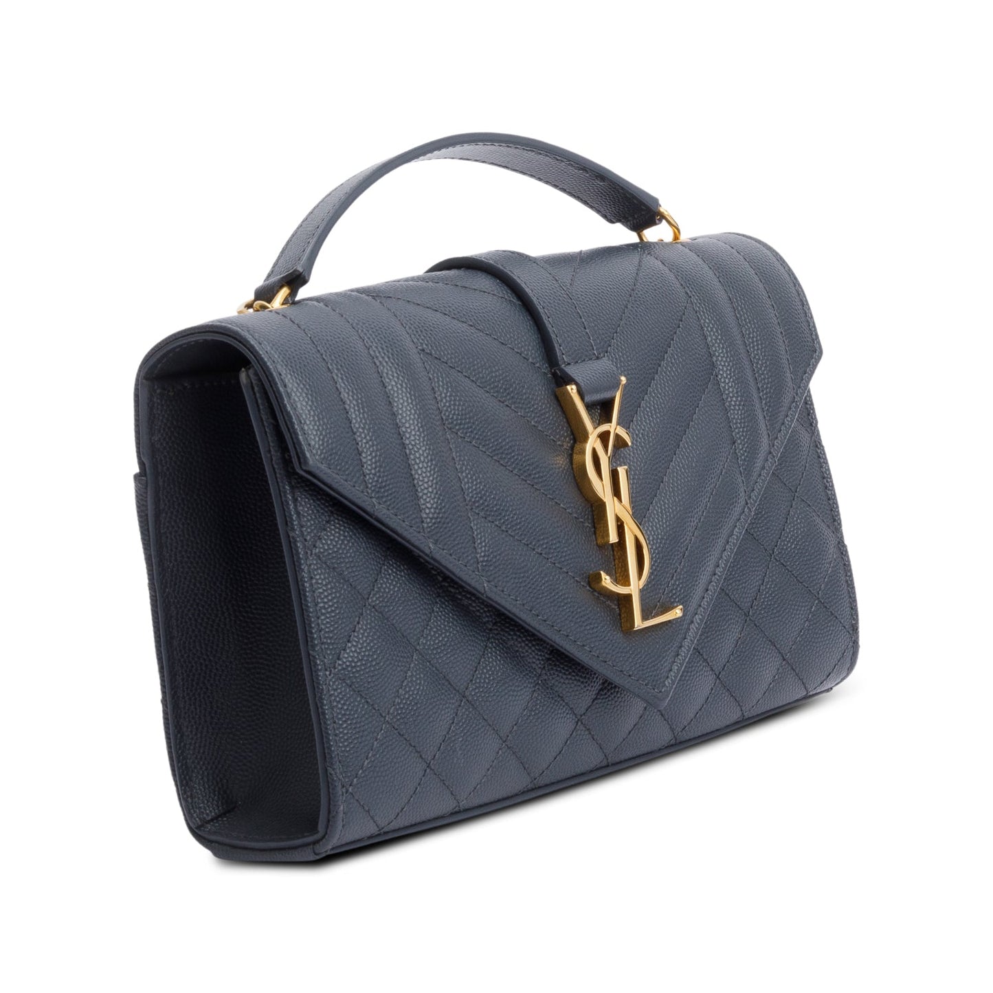 Saint Laurent Grey Grained De Poudre Small Envelope Shoulder Bag