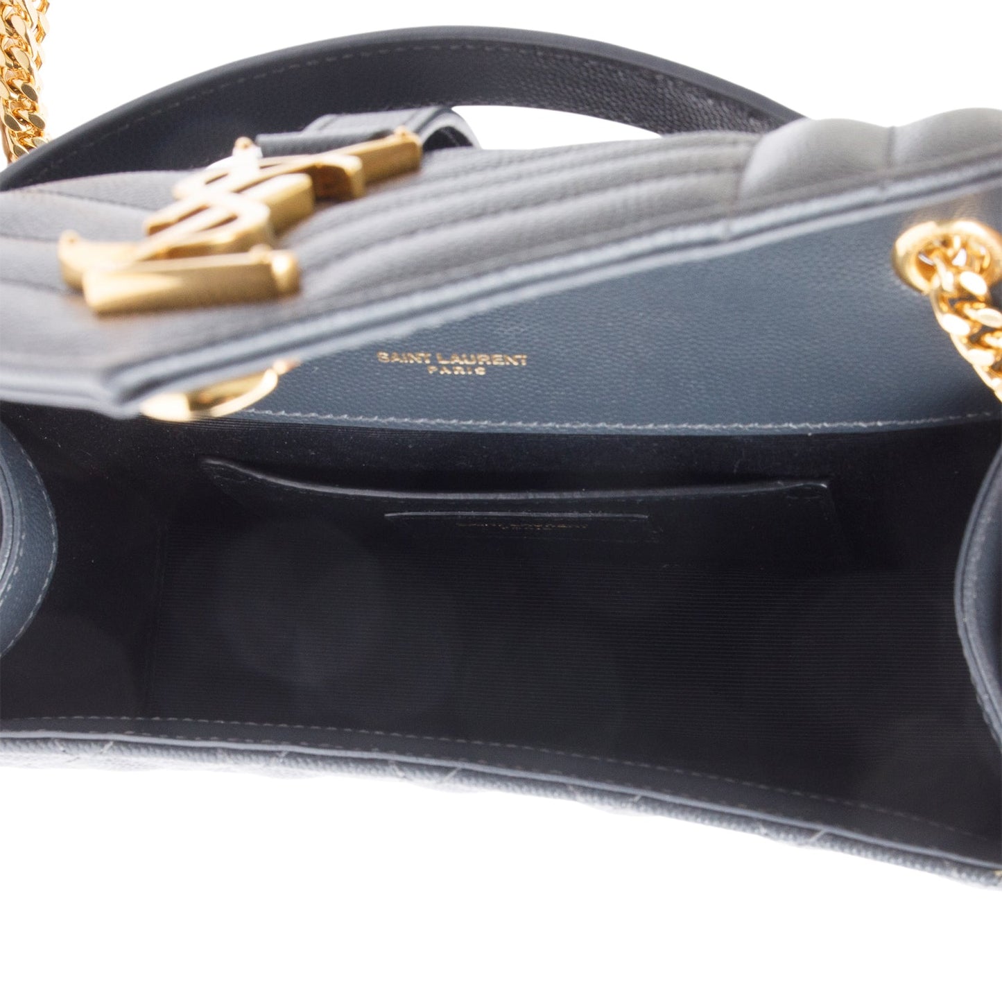 Saint Laurent Grey Grained De Poudre Small Envelope Shoulder Bag