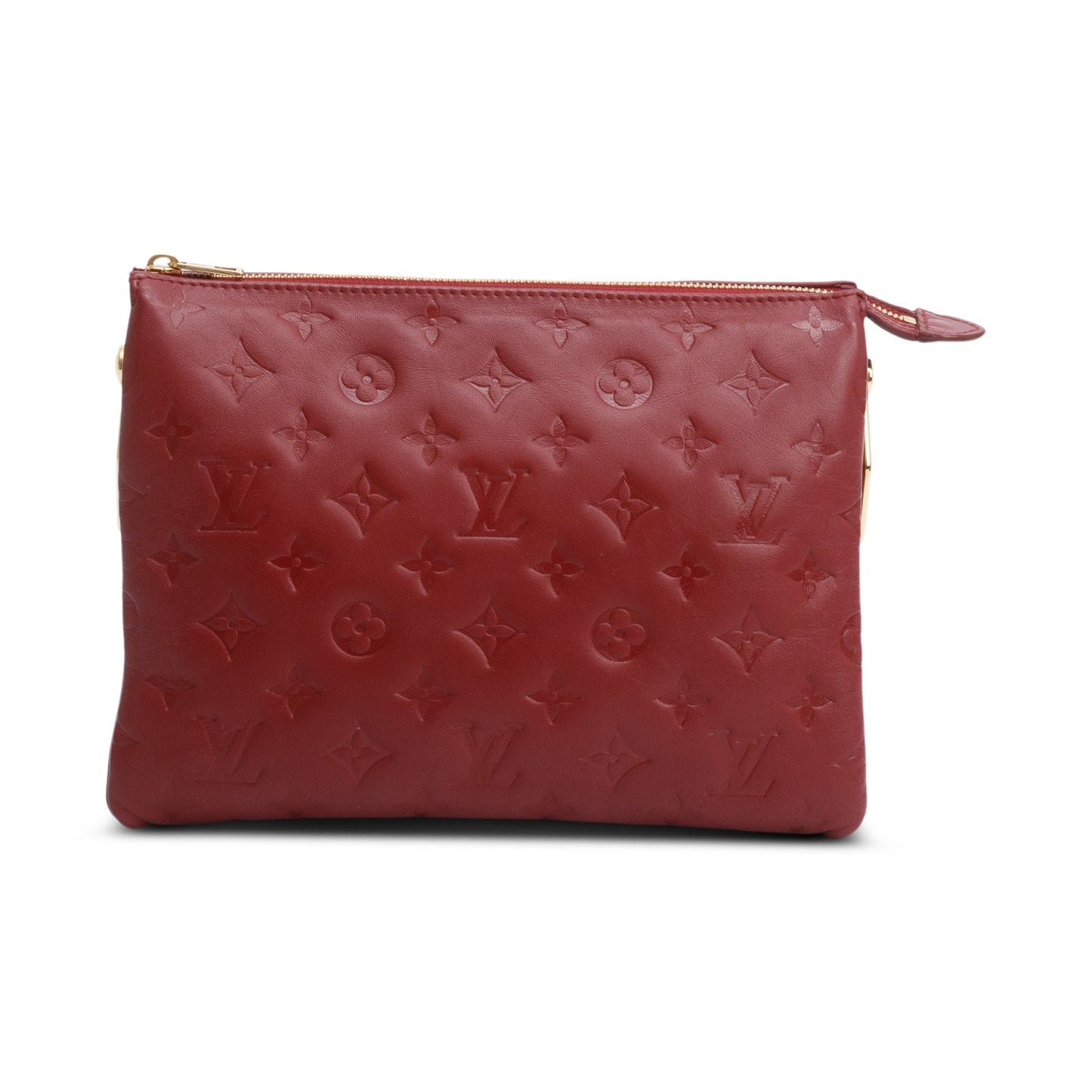 Louis Vuitton Red Monogram Embossed Lambskin Leather Coussin PM