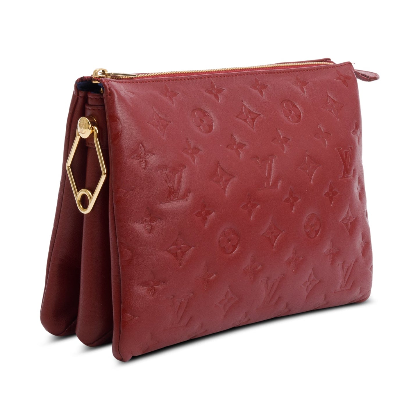 Louis Vuitton Red Monogram Embossed Lambskin Leather Coussin PM