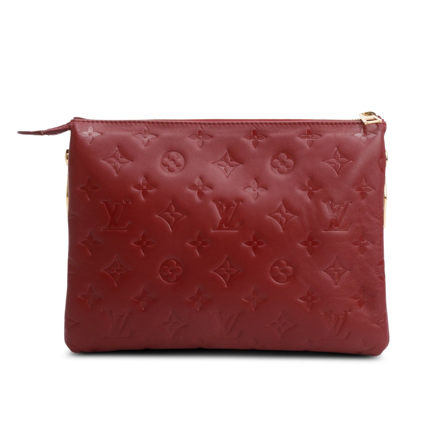 Louis Vuitton Red Monogram Embossed Lambskin Leather Coussin PM