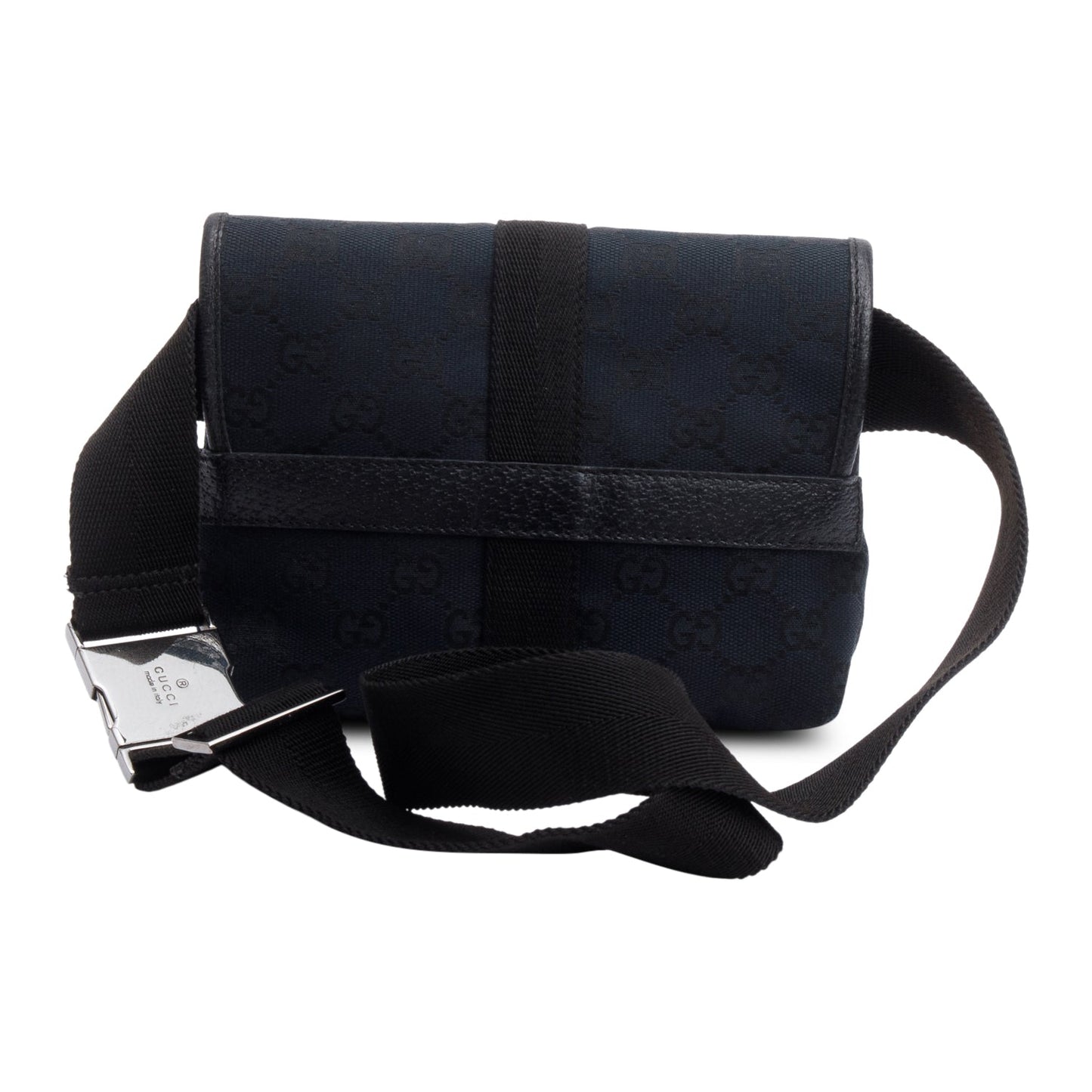 Gucci Black GG Canvas Buckle Waist Bag