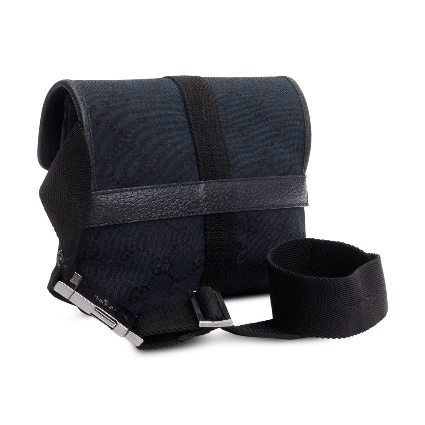 Gucci Black GG Canvas Buckle Waist Bag