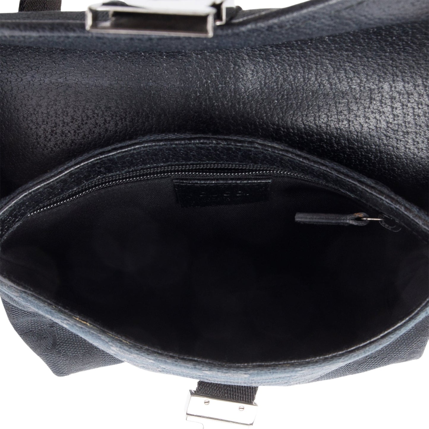 Gucci Black GG Canvas Buckle Waist Bag