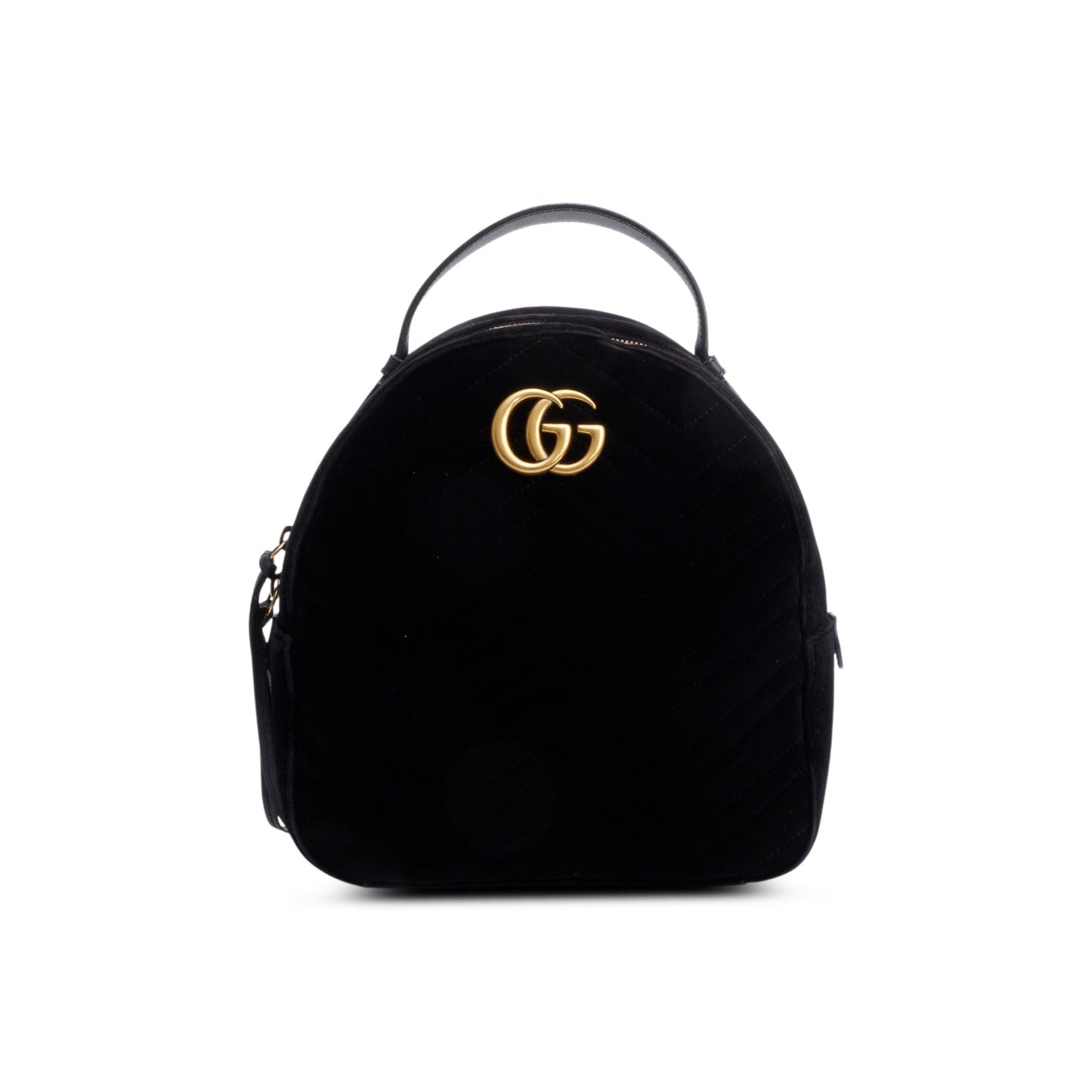 Gucci Black GG Marmont Matelasse Velvet Dome Backpack