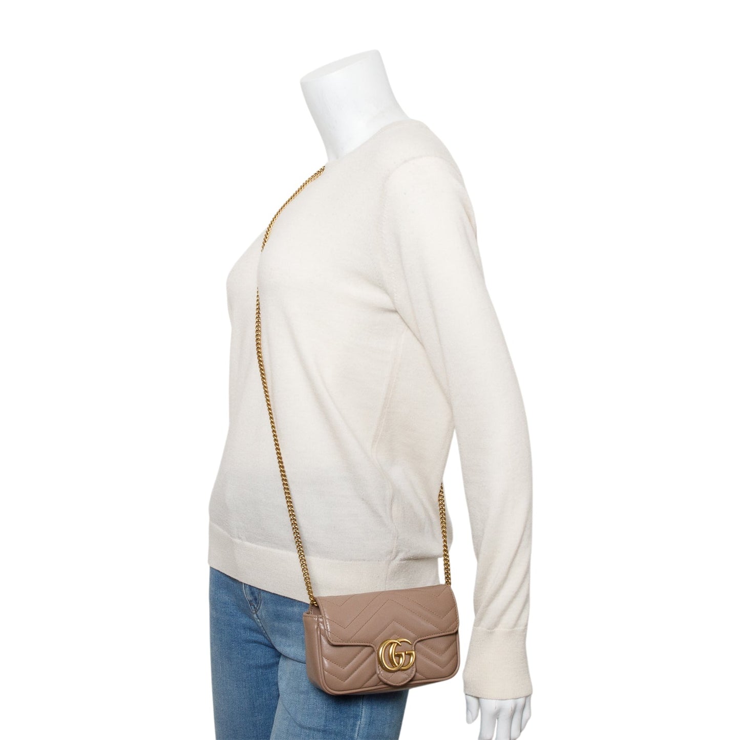 Gucci Beige GG Marmont Matelasse Leather Super Mini Bag
