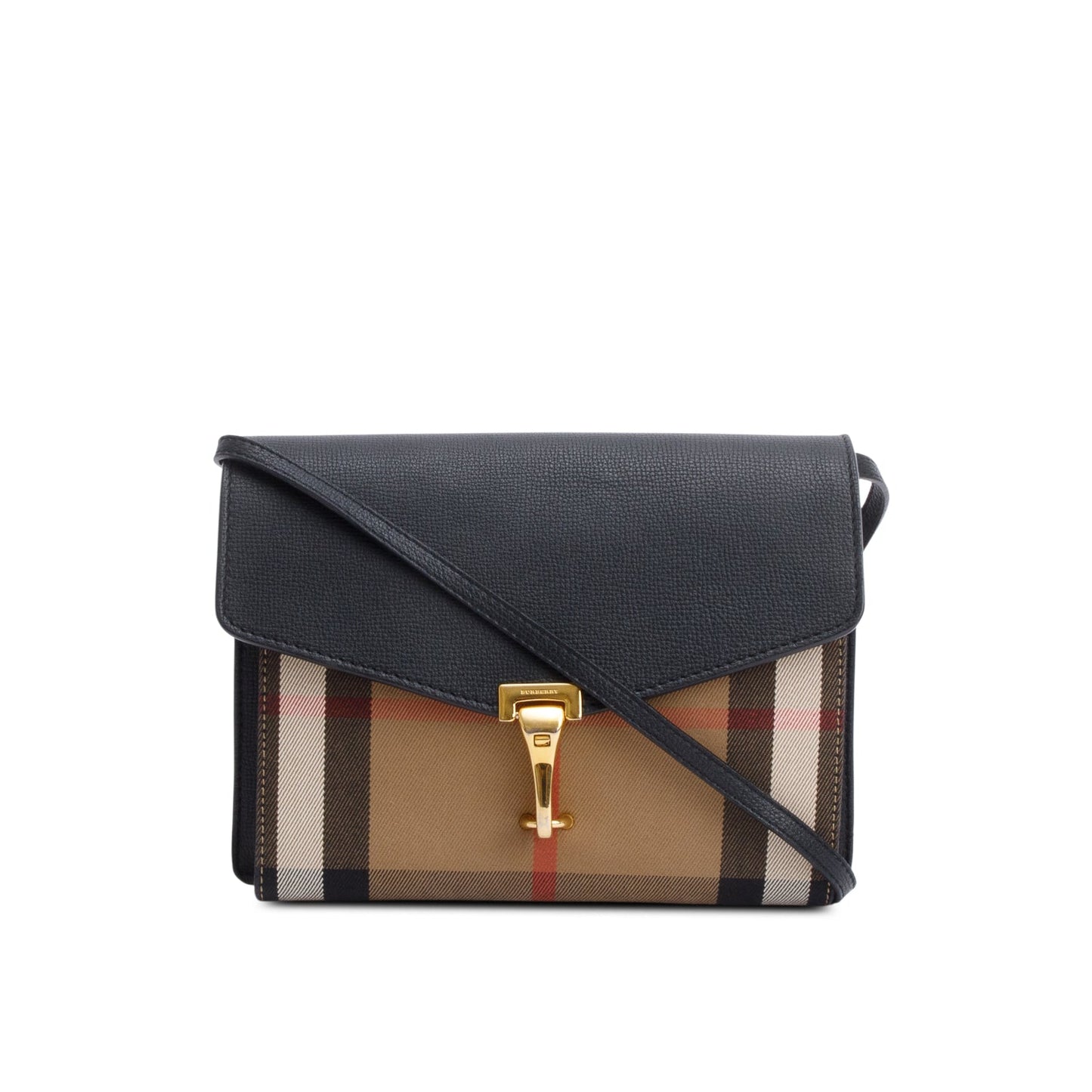 Burberry Black Calfskin House Check Macken Crossbody Bag