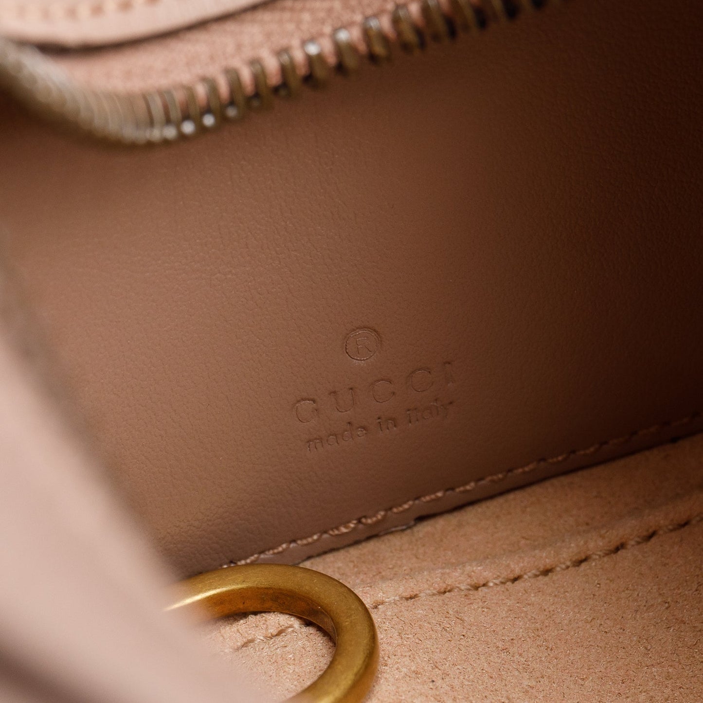 Gucci Beige GG Marmont Half-Moon Shaped Mini Bag