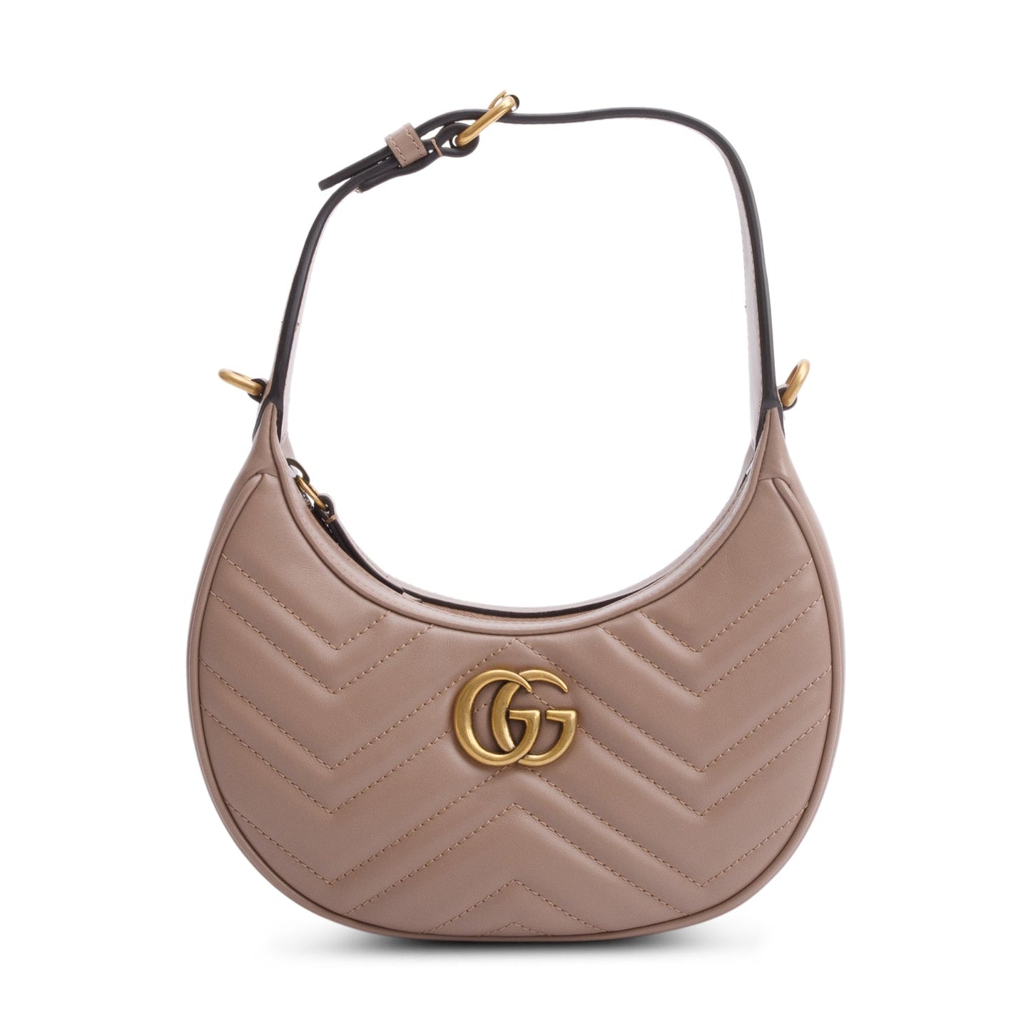 Gucci Beige GG Marmont Half-Moon Shaped Mini Bag