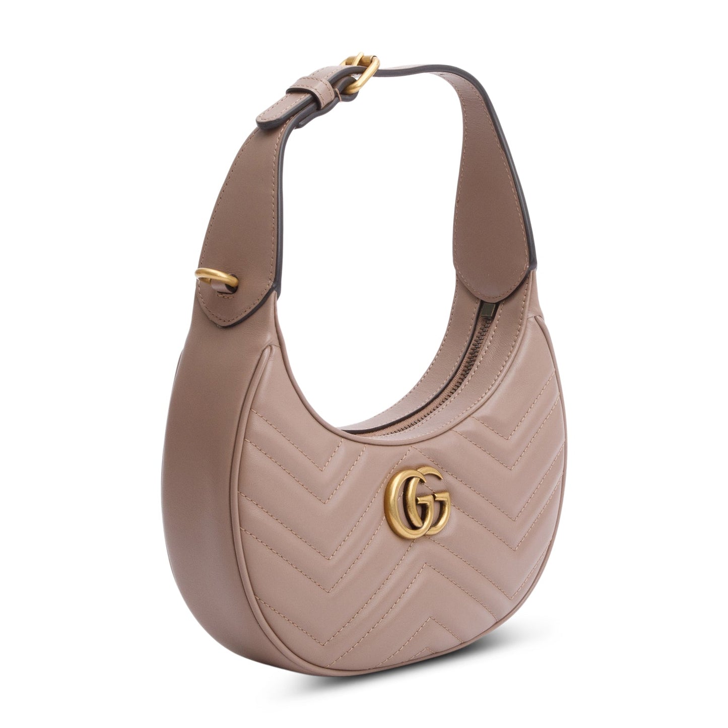 Gucci Beige GG Marmont Half-Moon Shaped Mini Bag