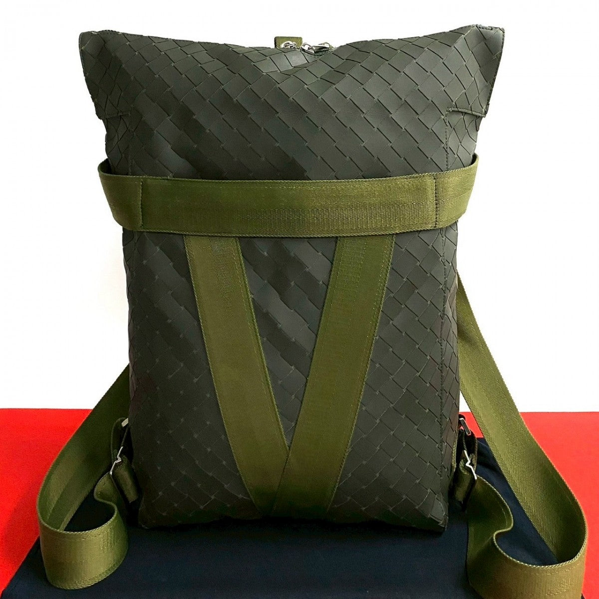 BOTTEGAVENETA Backpack Nylon, Rubber khaki New Lover INTRECCIATO mens