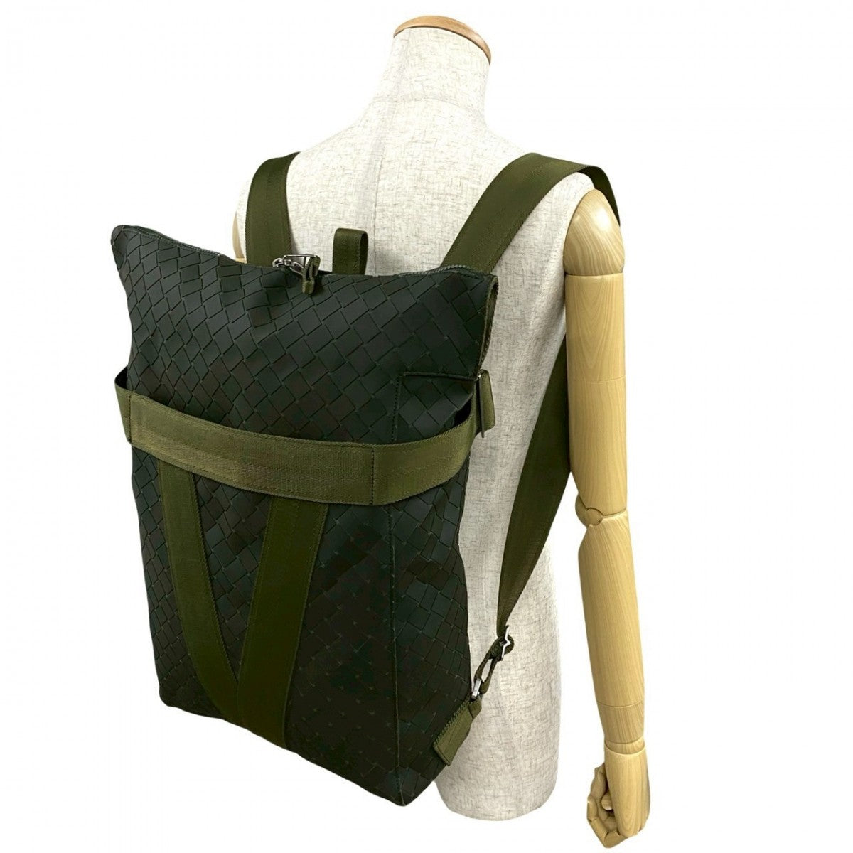 BOTTEGAVENETA Backpack Nylon, Rubber khaki New Lover INTRECCIATO mens