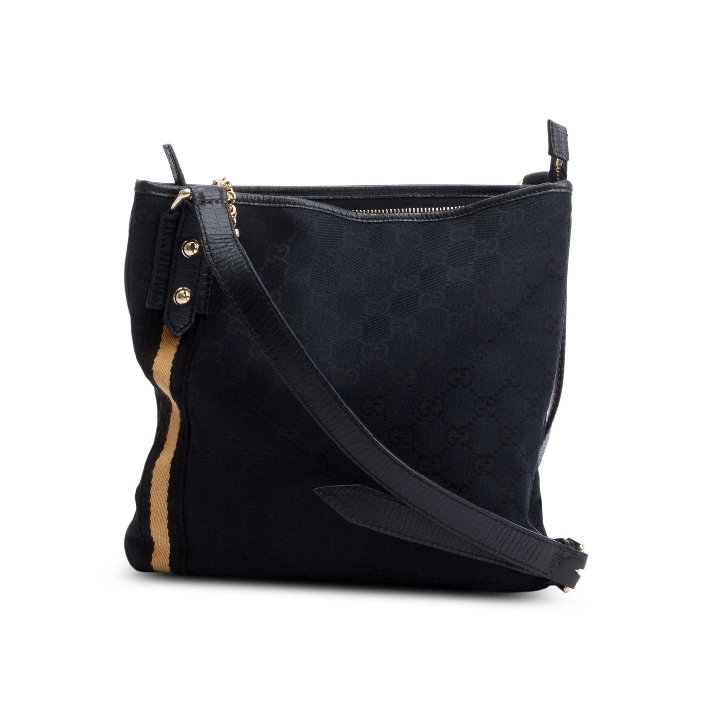 Gucci Black GG Canvas Web Small Jolicoeur Crossbody Bag