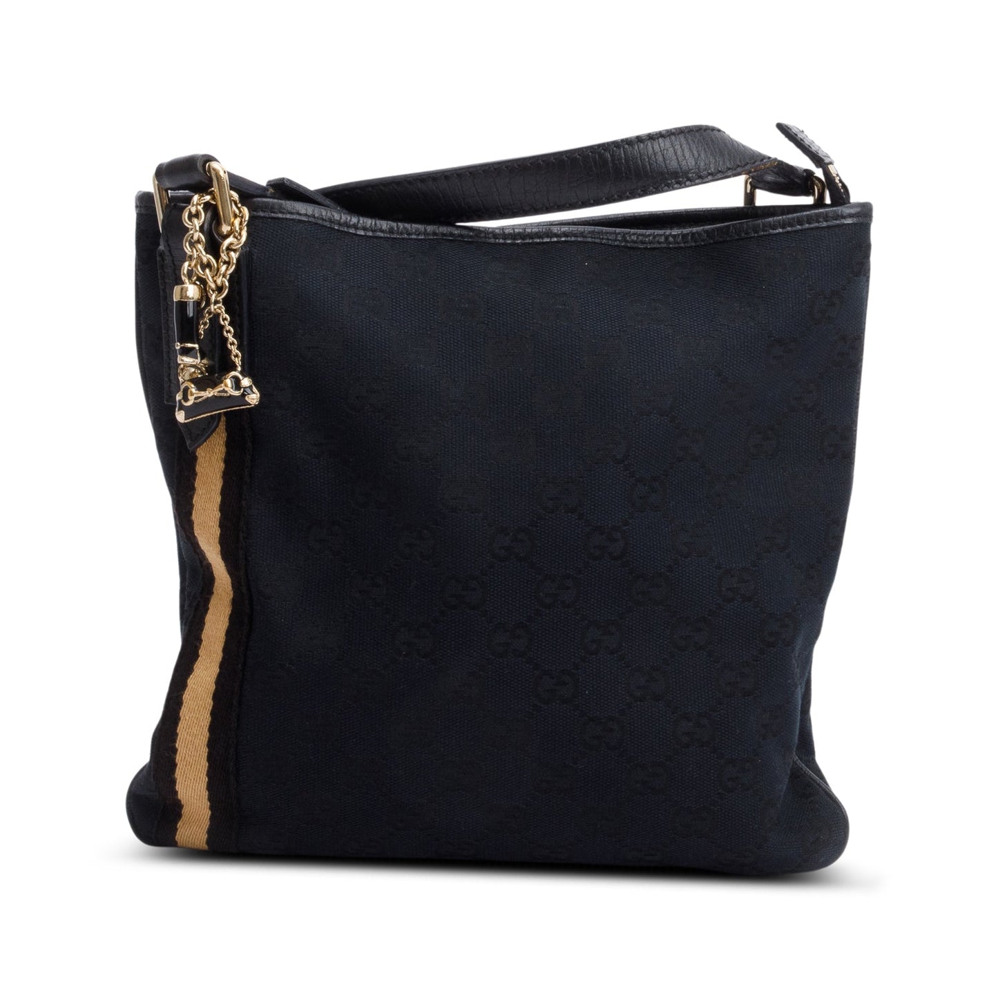 Gucci Black GG Canvas Web Small Jolicoeur Crossbody Bag