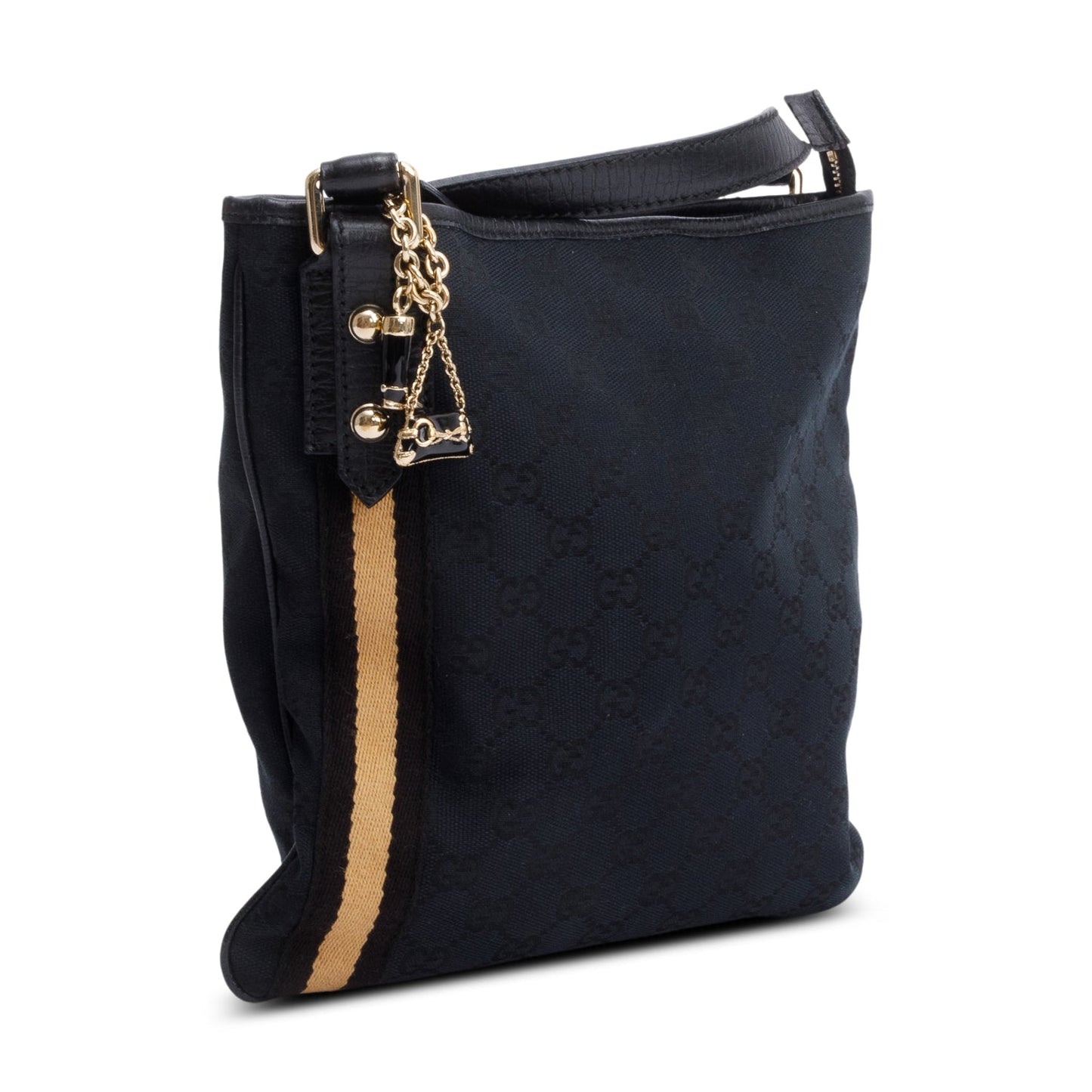 Gucci Black GG Canvas Web Small Jolicoeur Crossbody Bag
