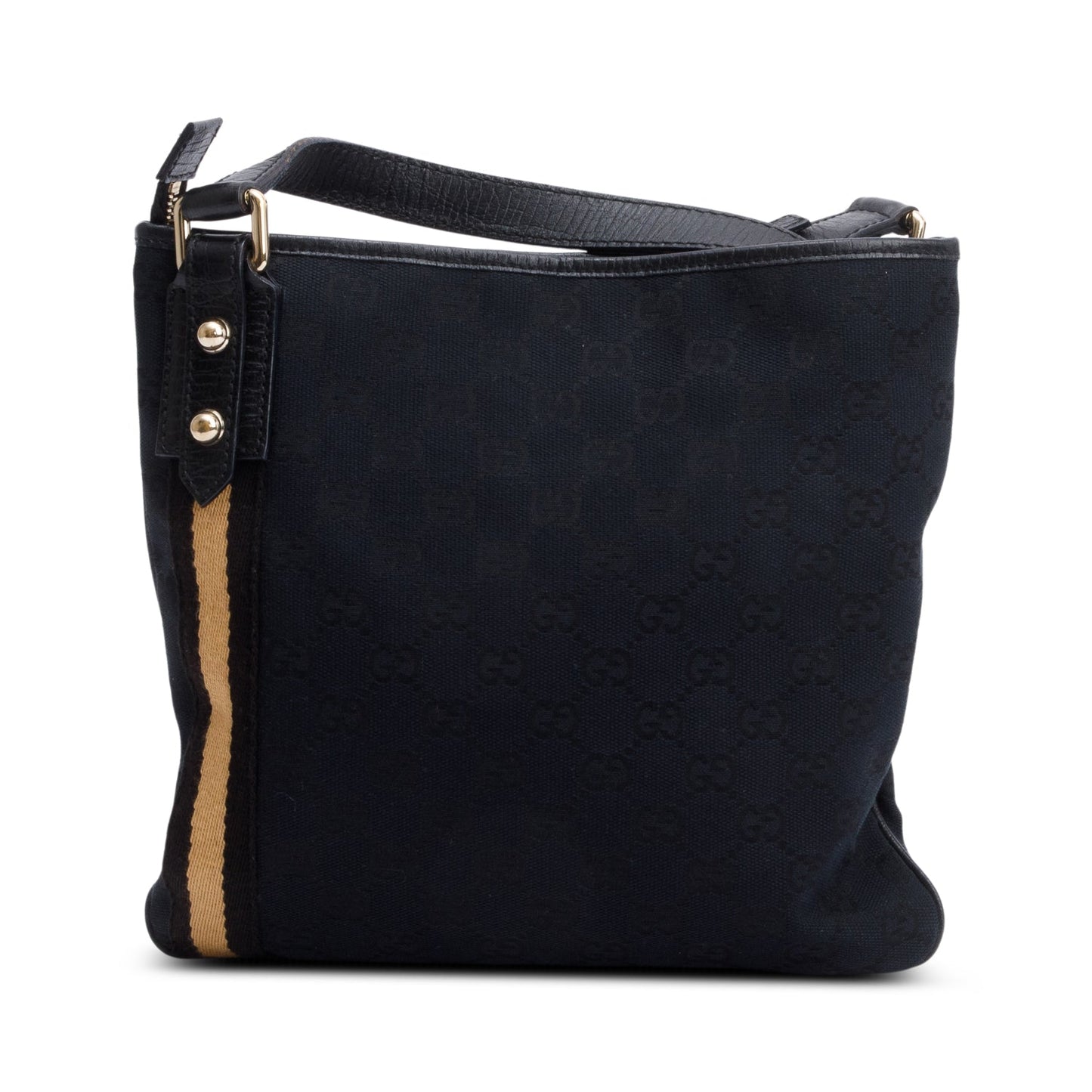 Gucci Black GG Canvas Web Small Jolicoeur Crossbody Bag
