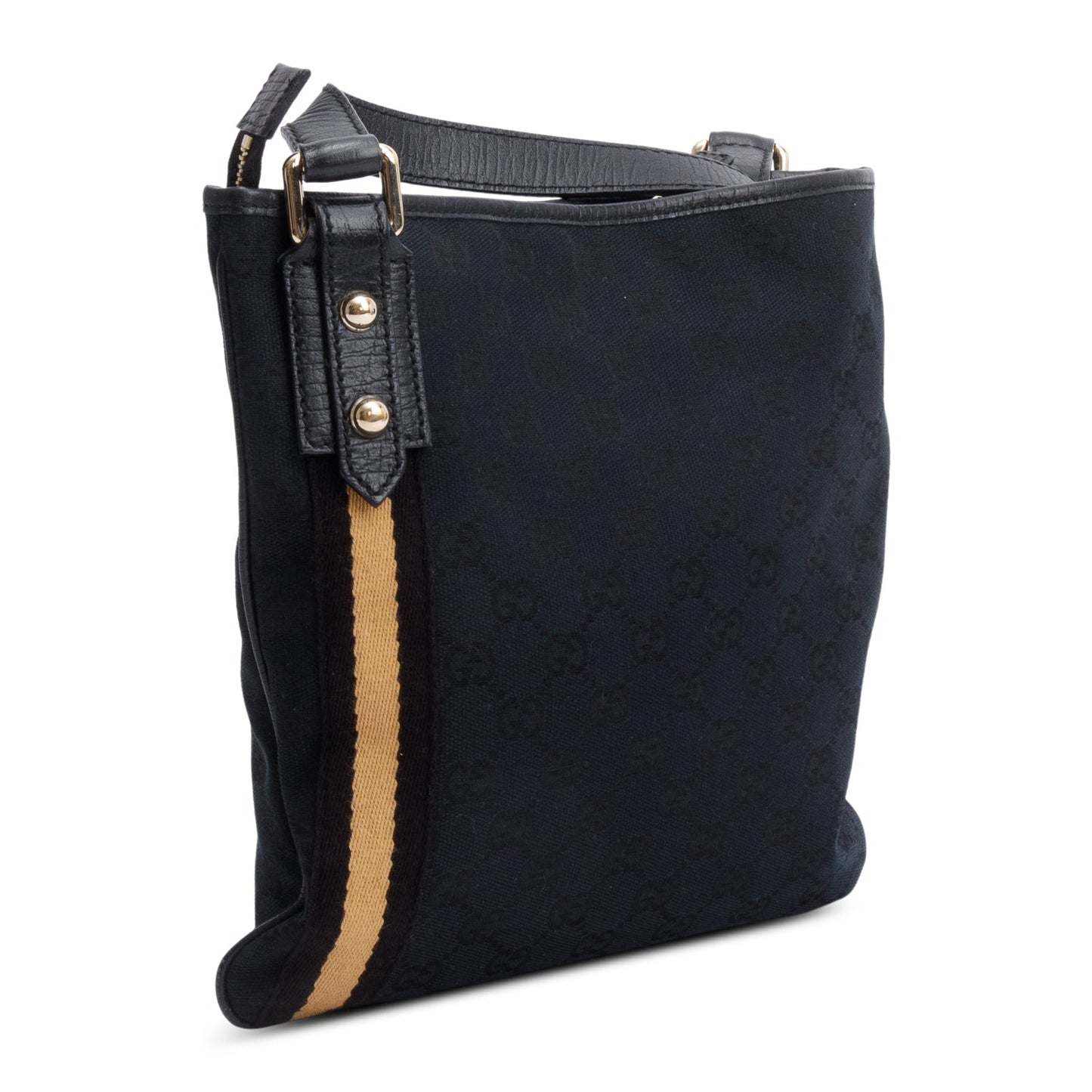 Gucci Black GG Canvas Web Small Jolicoeur Crossbody Bag