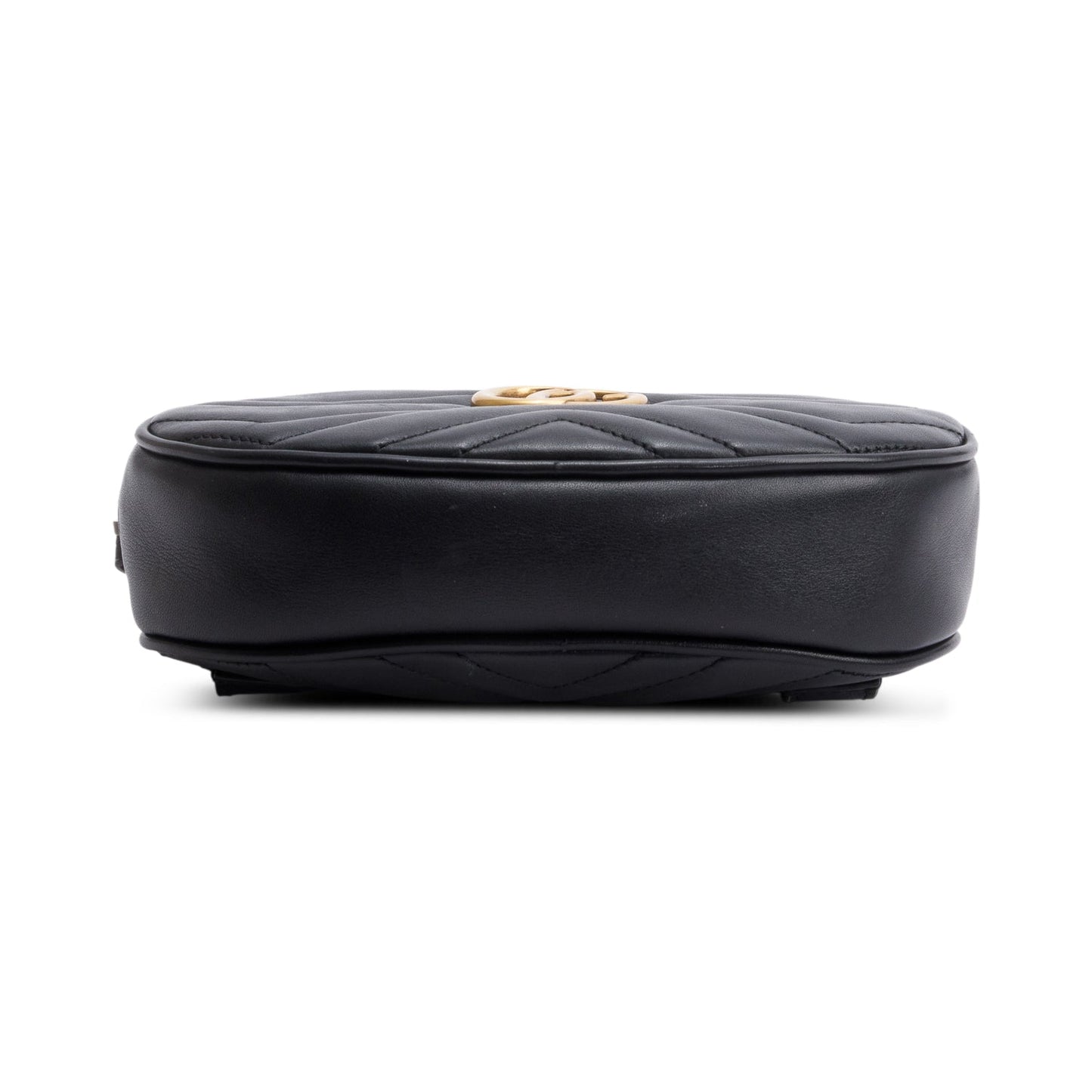 Gucci Black GG Marmont Matelasse Leather Belt Bag, Size 95