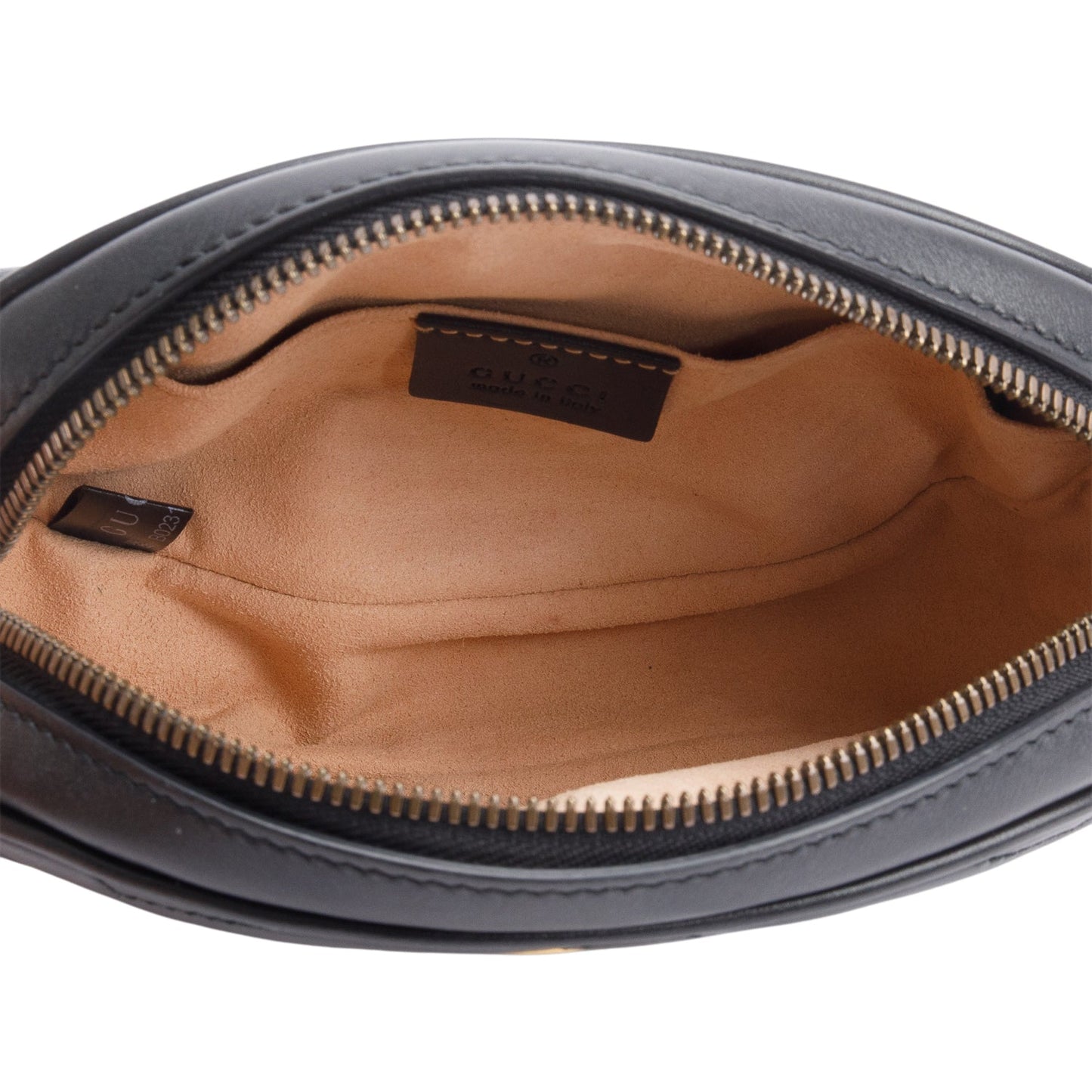 Gucci Black GG Marmont Matelasse Leather Belt Bag, Size 95