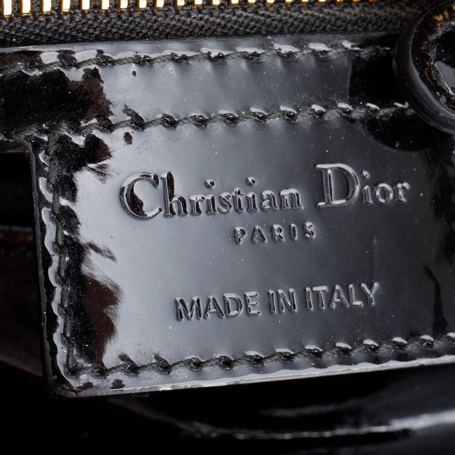 Christian Dior Black Cannage Patent Leather Medium Lady Dior Bag