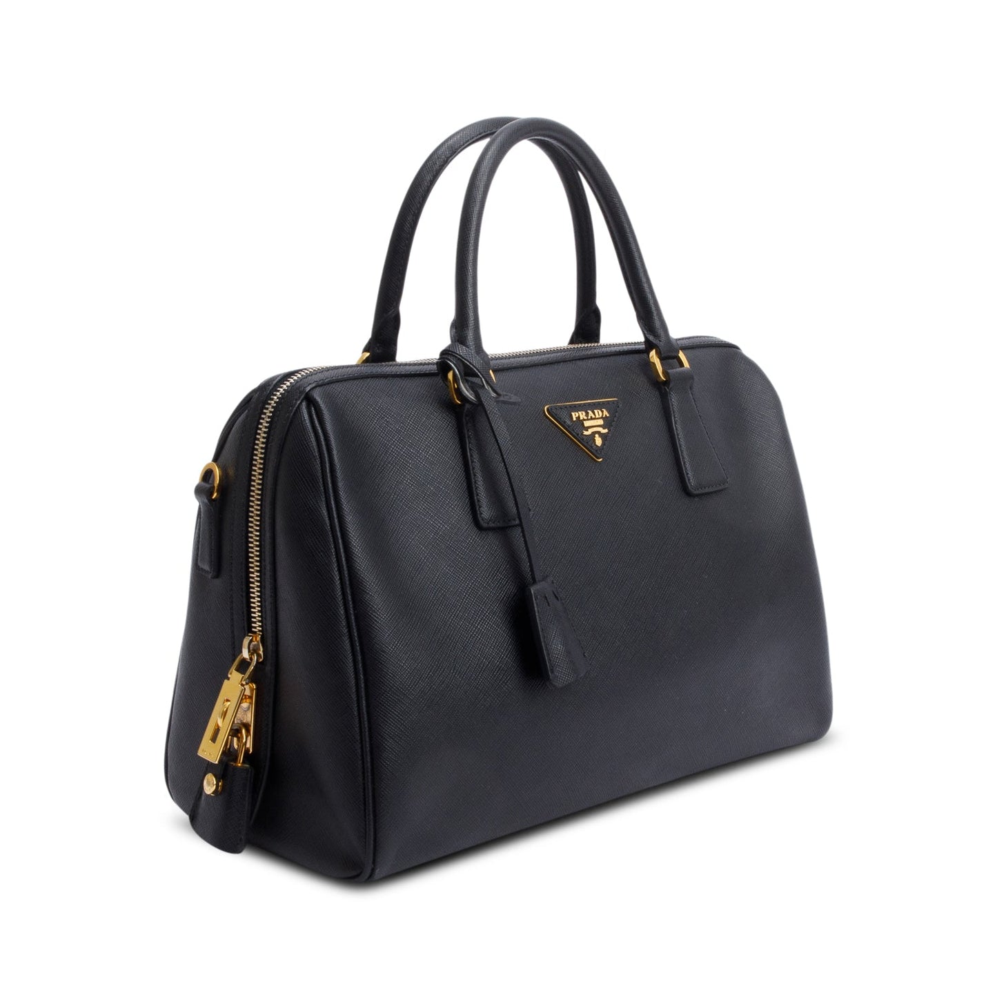 Prada Black Saffiano Lux Bowler Bag