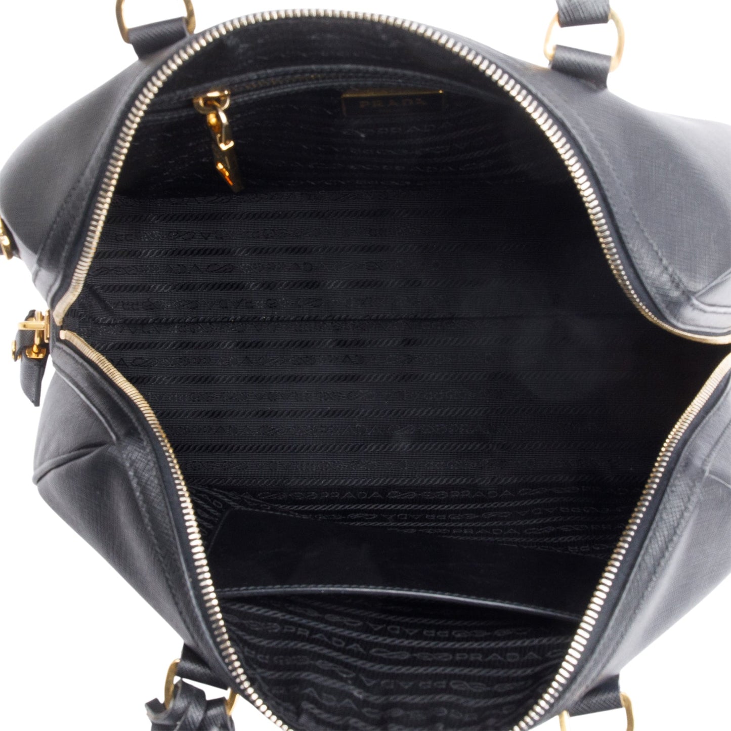 Prada Black Saffiano Lux Bowler Bag