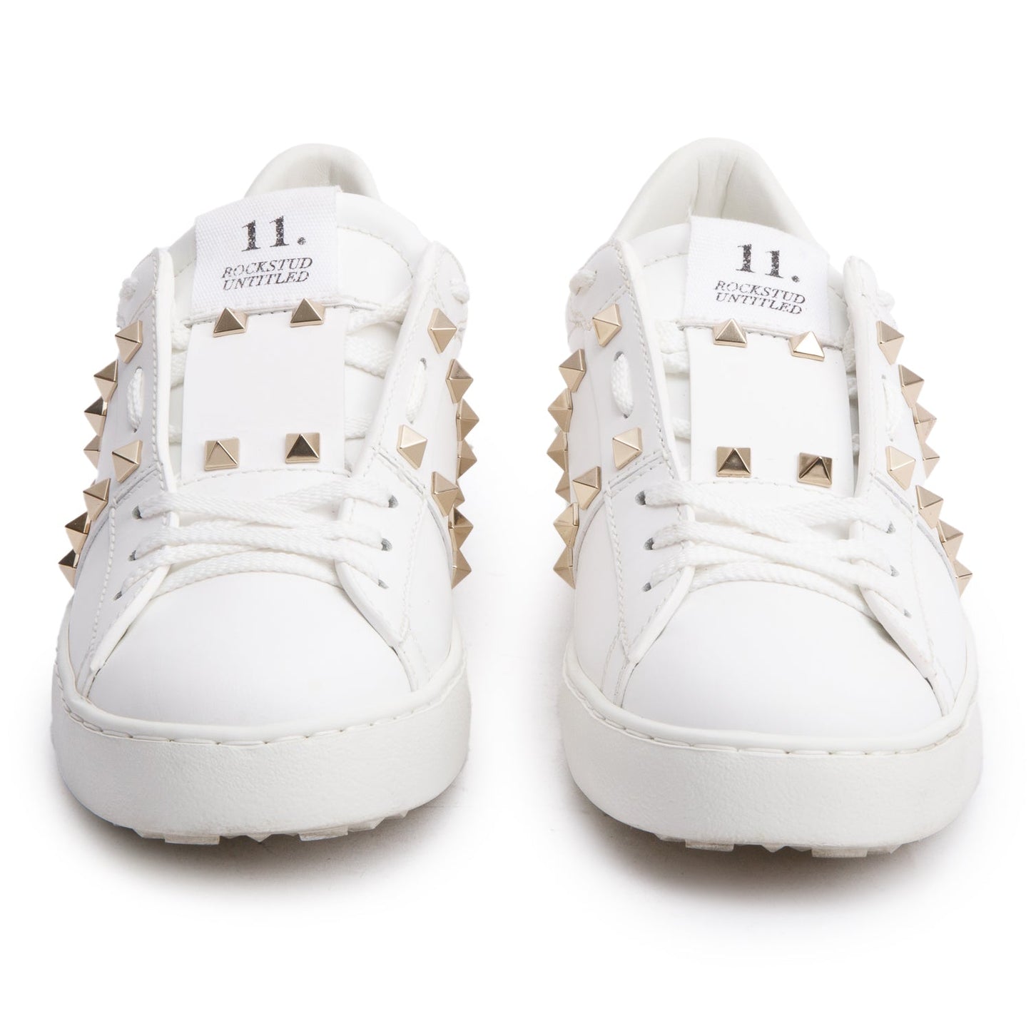 Valentino White Leather Rockstud Untitled Sneakers, Size 38