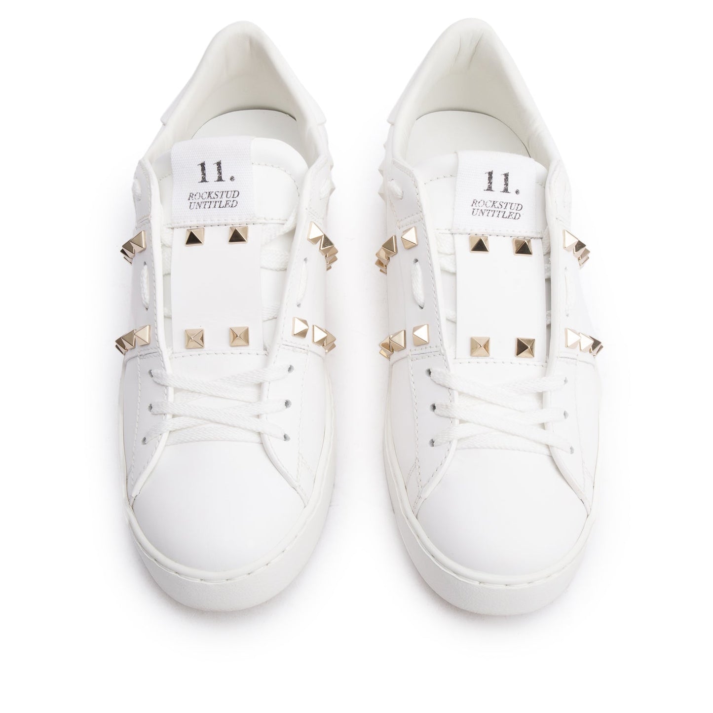 Valentino White Leather Rockstud Untitled Sneakers, Size 38