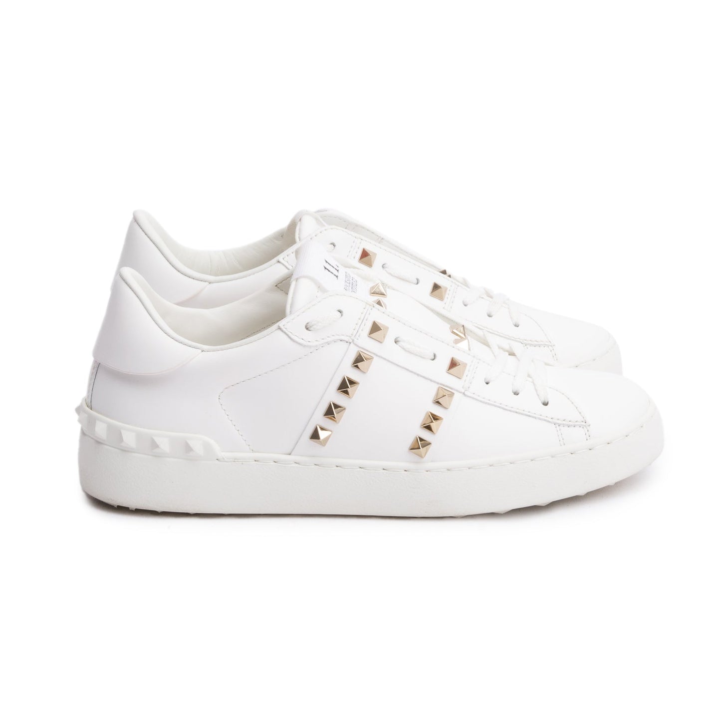 Valentino White Leather Rockstud Untitled Sneakers, Size 38